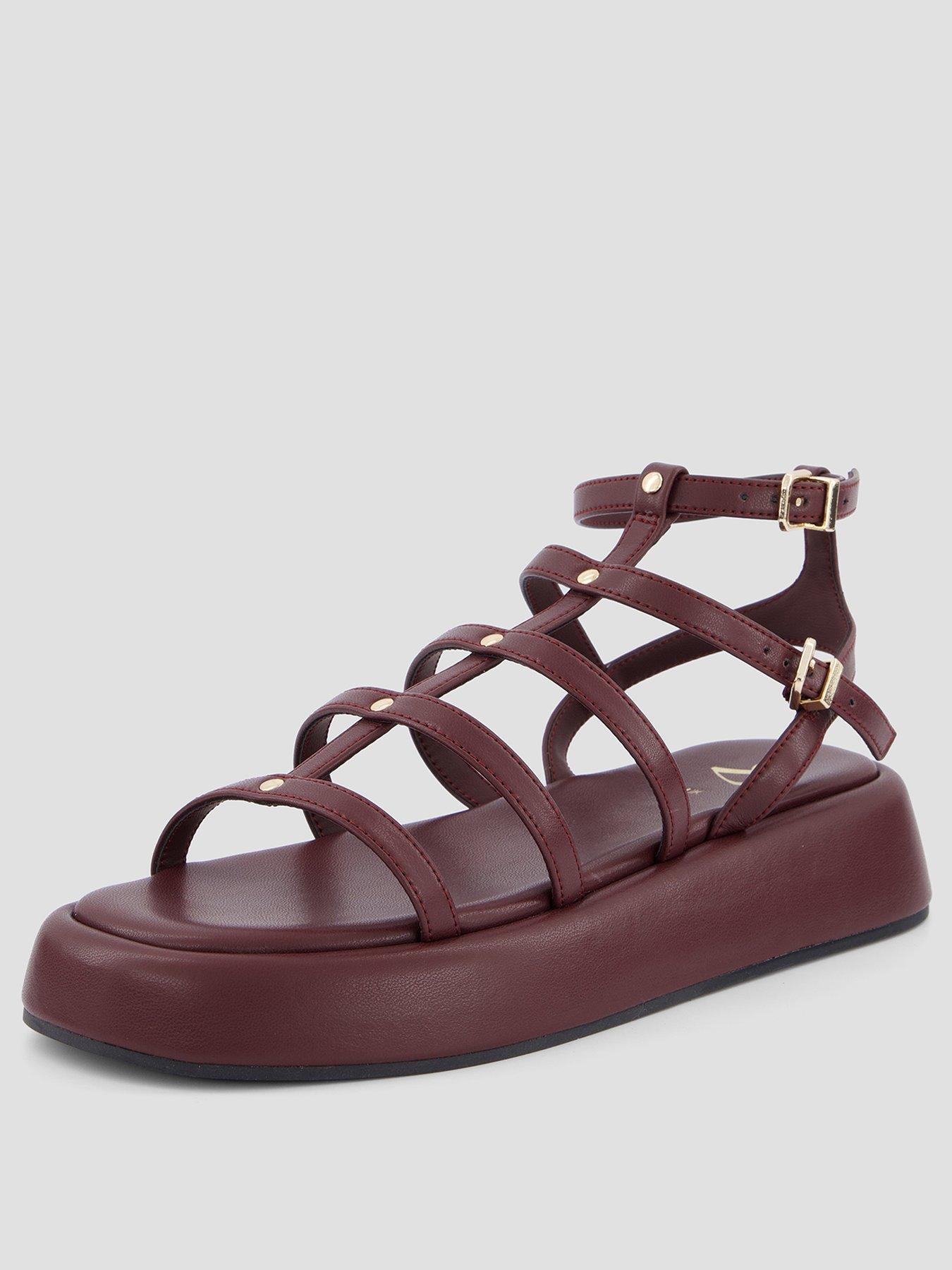 Image 2 of 7 of The Very Collection Gladiator Flatform Sandals - Burgundy