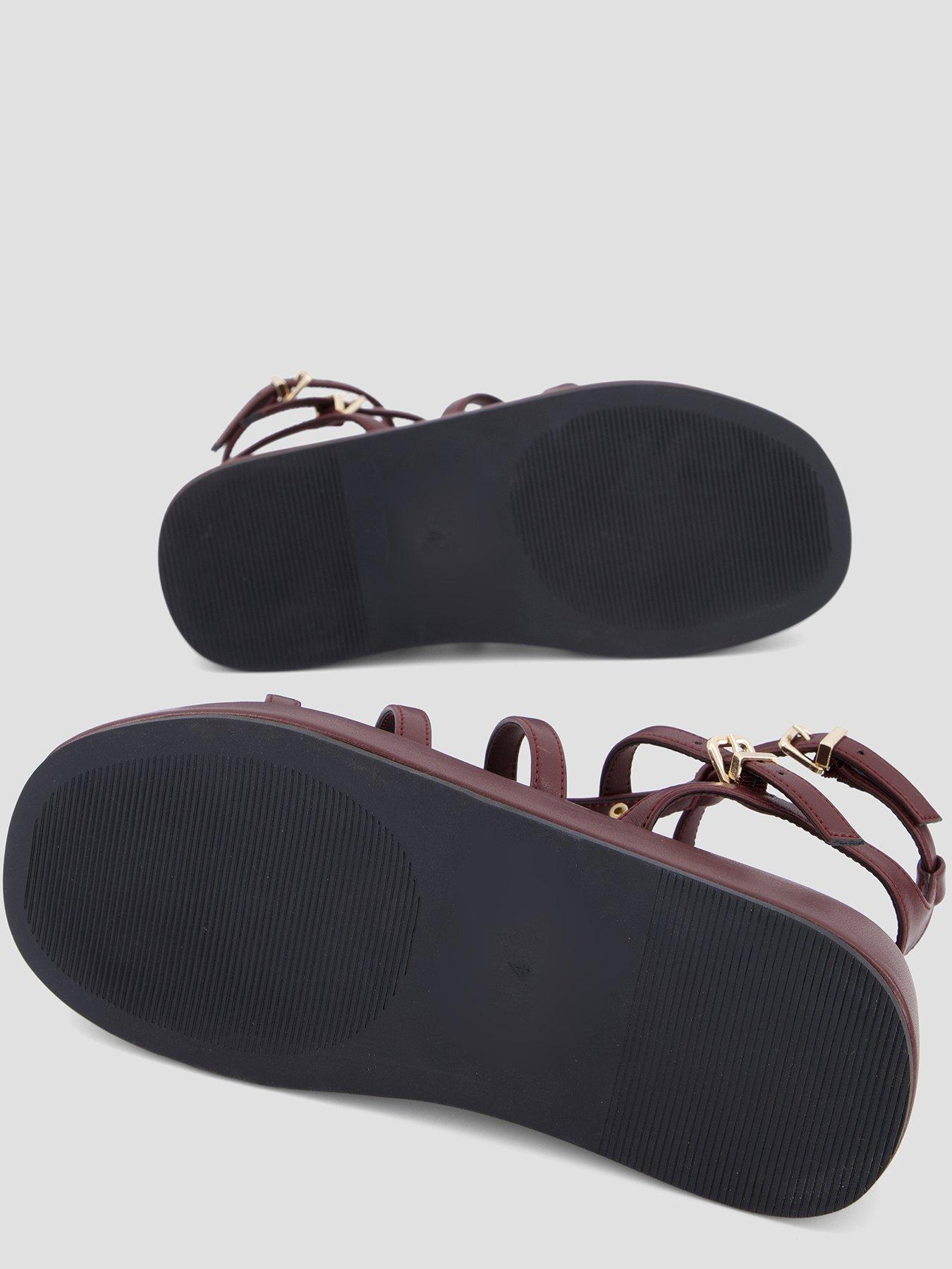 Image 4 of 7 of The Very Collection Gladiator Flatform Sandals - Burgundy