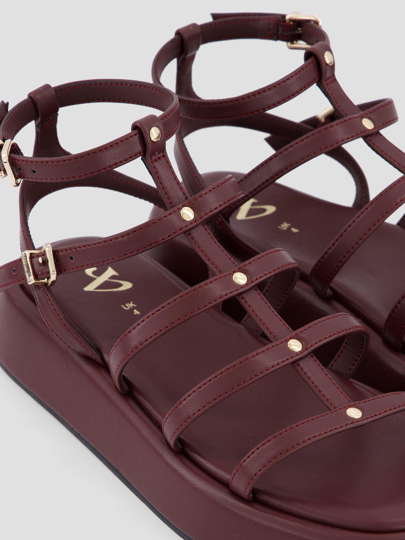 Image 5 of 7 of The Very Collection Gladiator Flatform Sandals - Burgundy