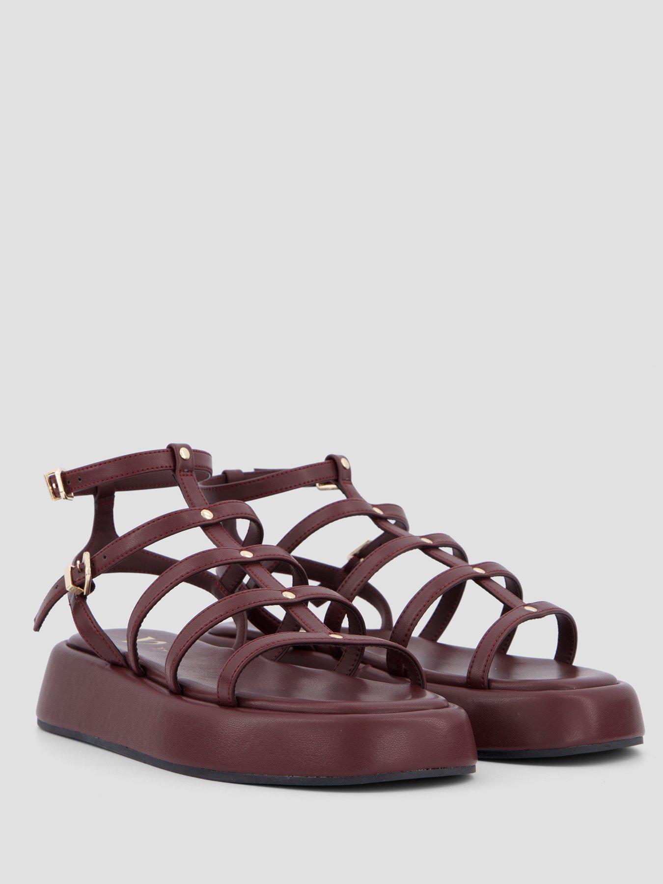 Image 6 of 7 of The Very Collection Gladiator Flatform Sandals - Burgundy
