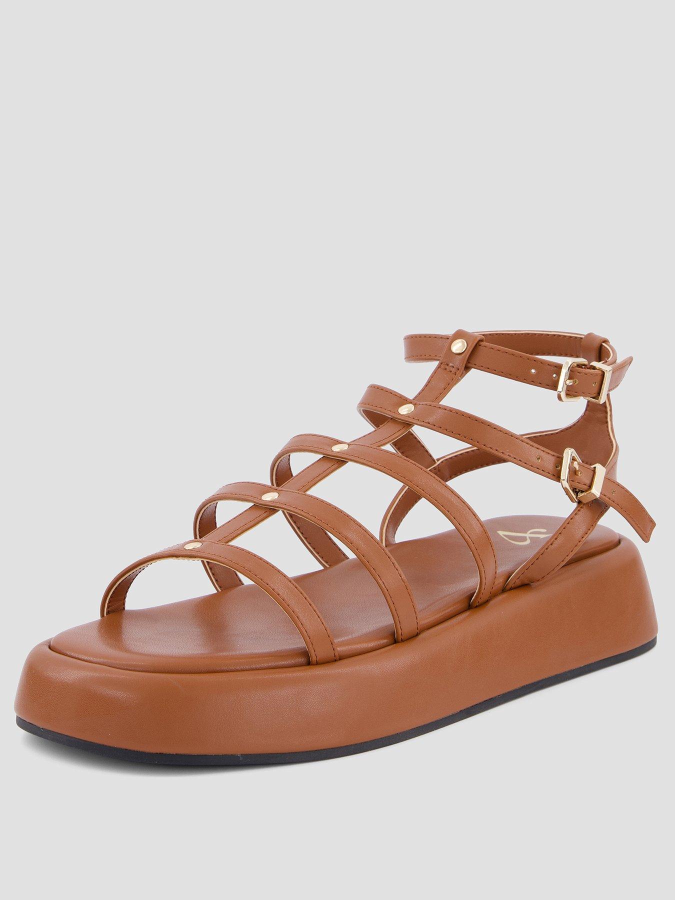 Image 2 of 7 of The Very Collection Gladiator Flatform Sandals - Brown