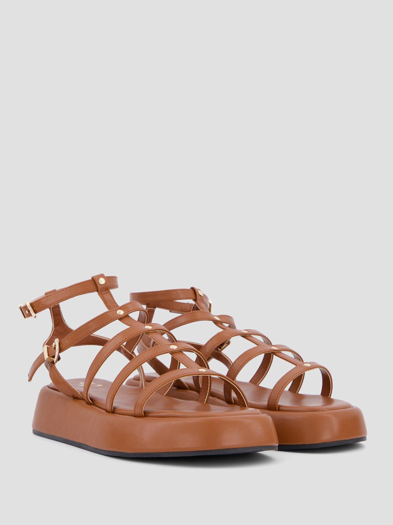 Image 6 of 7 of The Very Collection Gladiator Flatform Sandals - Brown
