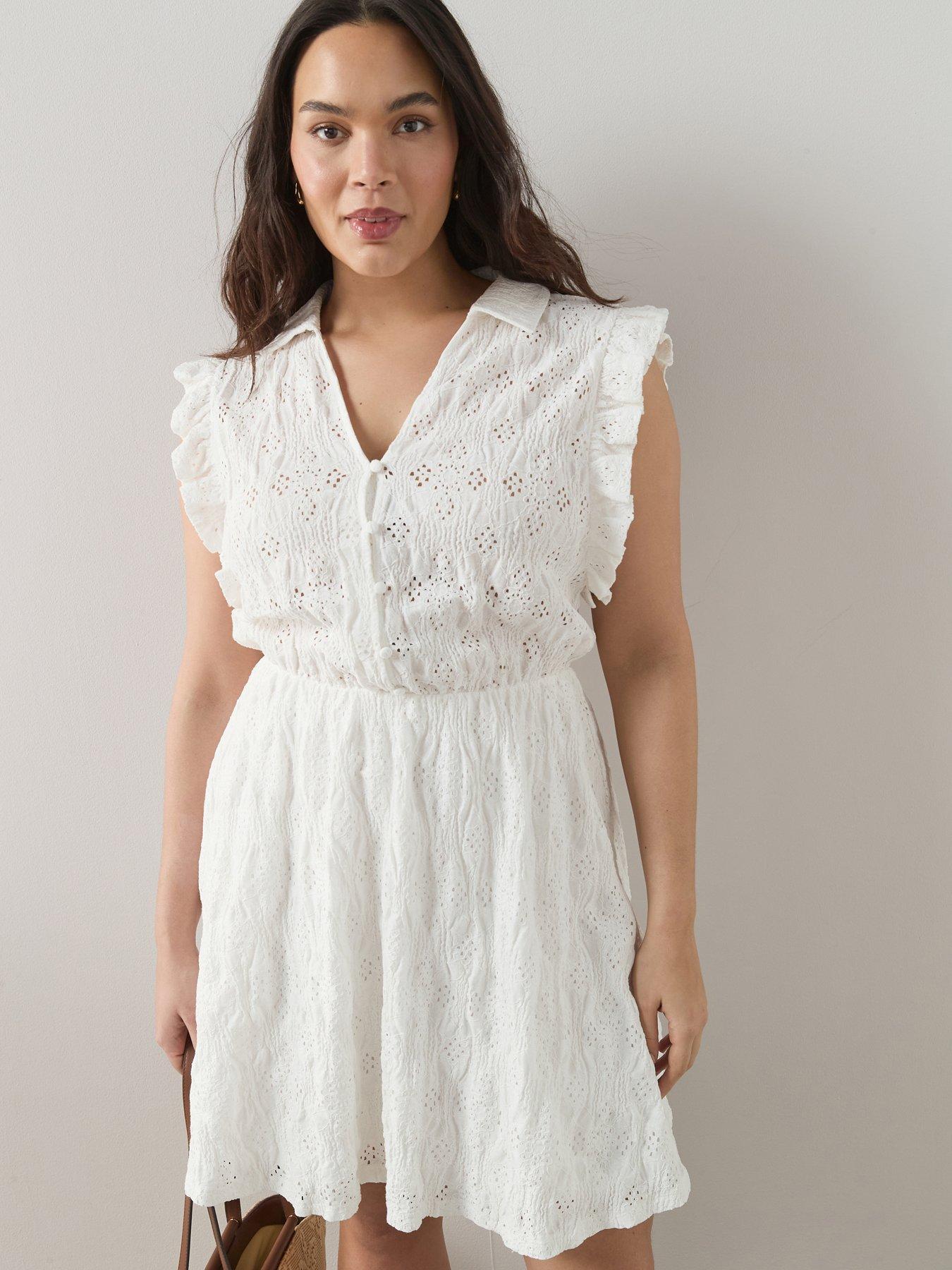 The Very Collection Curve Stretch Lace Tiered Mini Dress - White