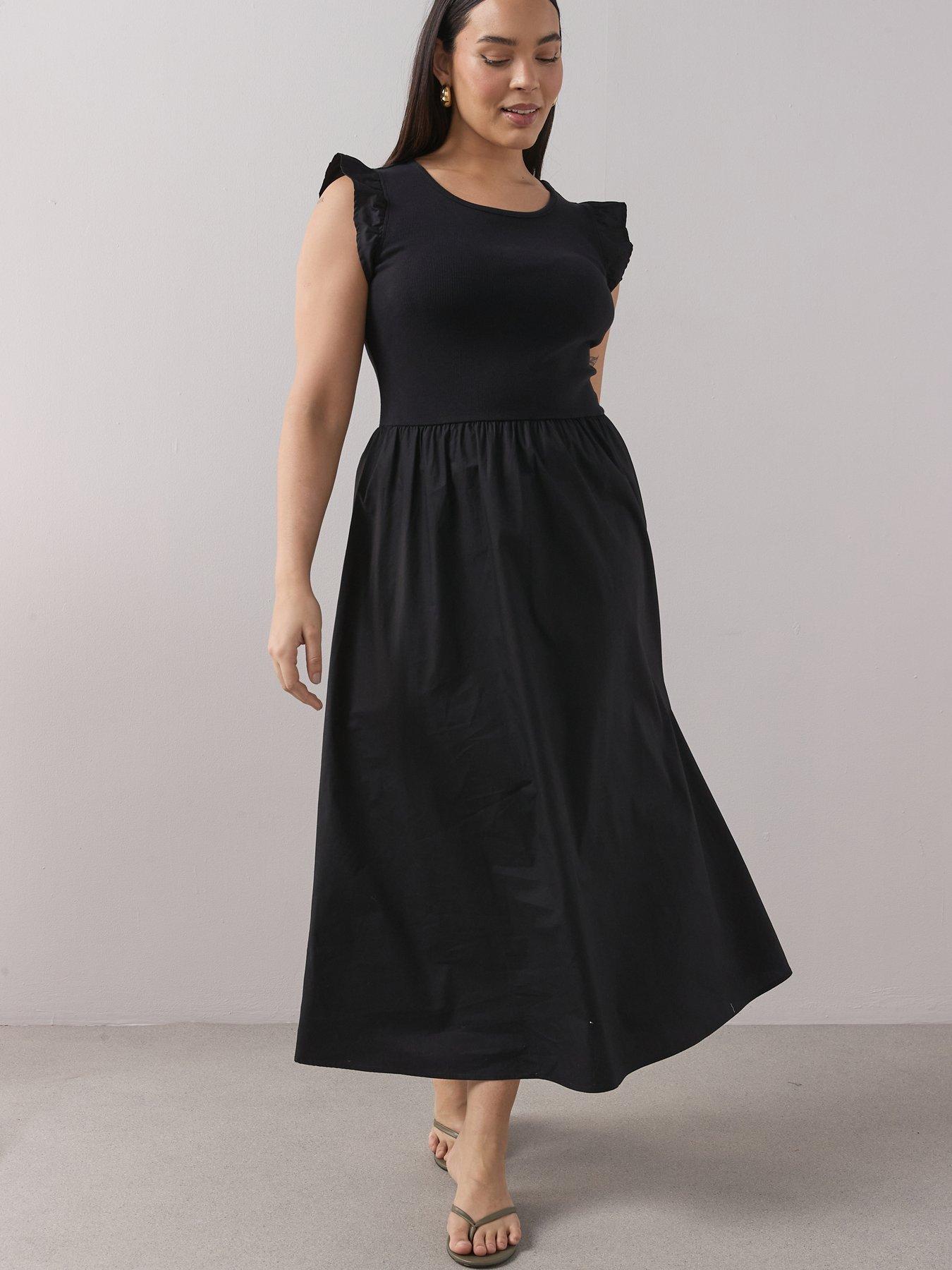The Very Collection Curve 2 In 1 Woven Skirt Midi Dress - Black