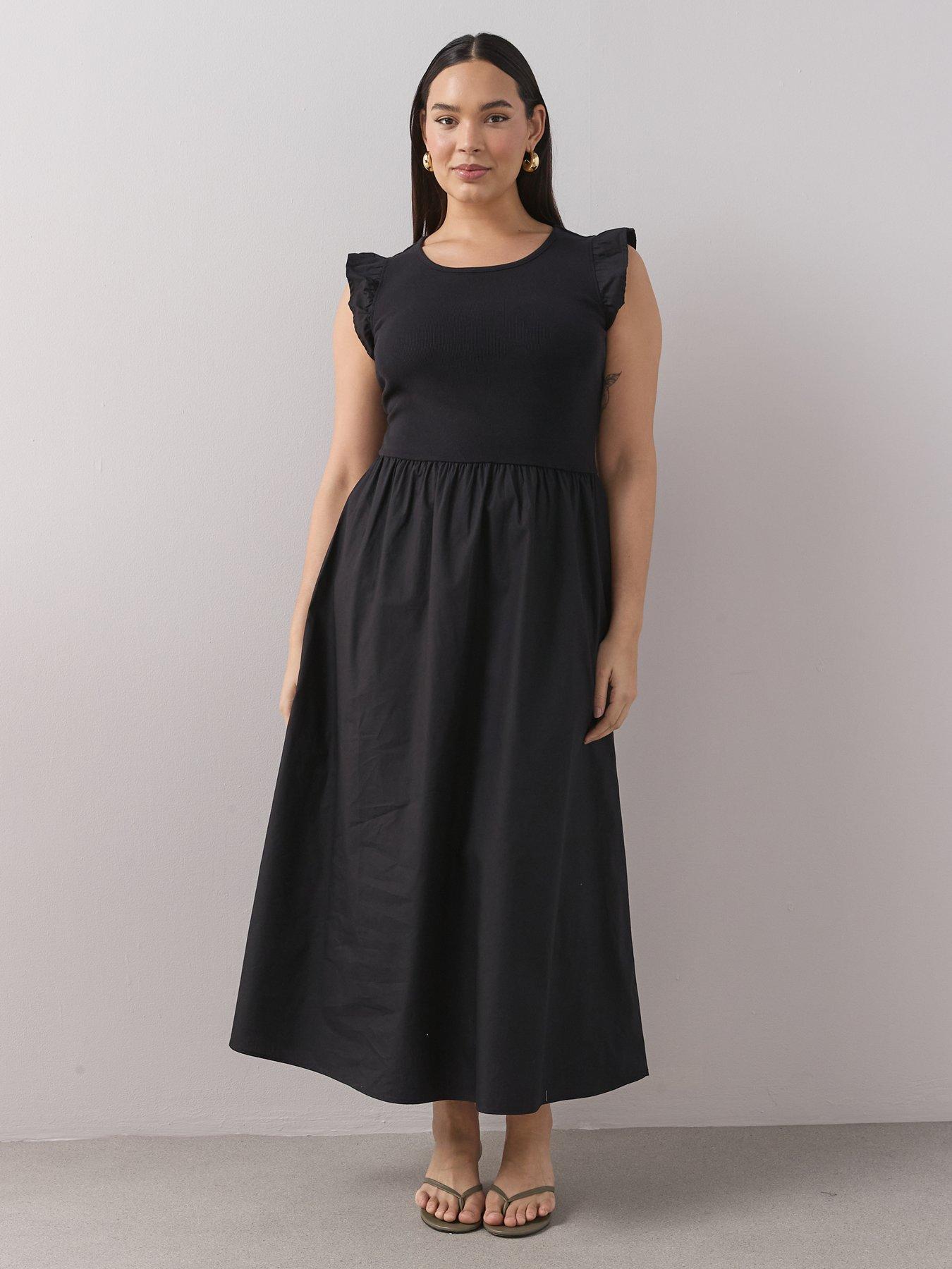 Image 3 of 6 of The Very Collection Curve 2 In 1 Woven Skirt Midi Dress