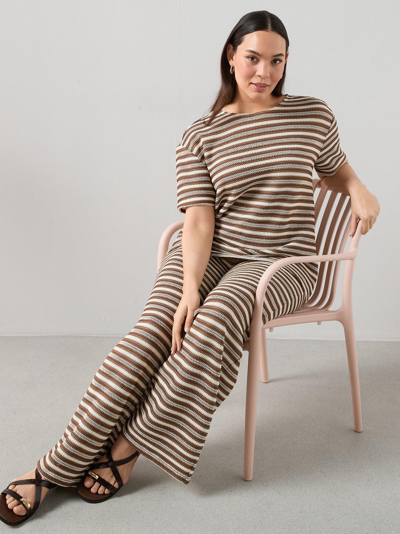 Image 4 of 6 of The Very Collection Curve Stripe Crochet Trouser