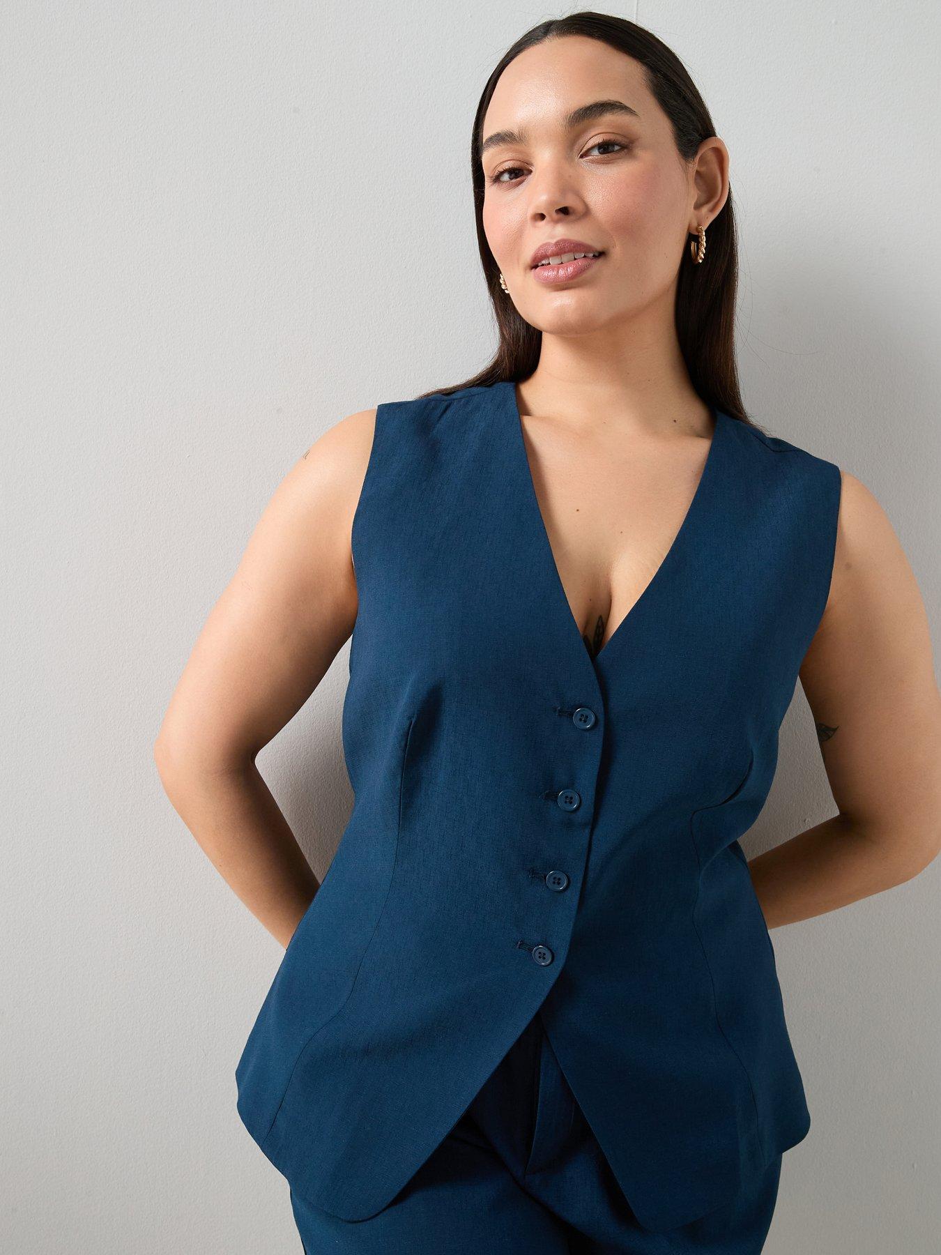 Image 1 of 6 of The Very Collection Curve Button Through Waistcoat Co-ord