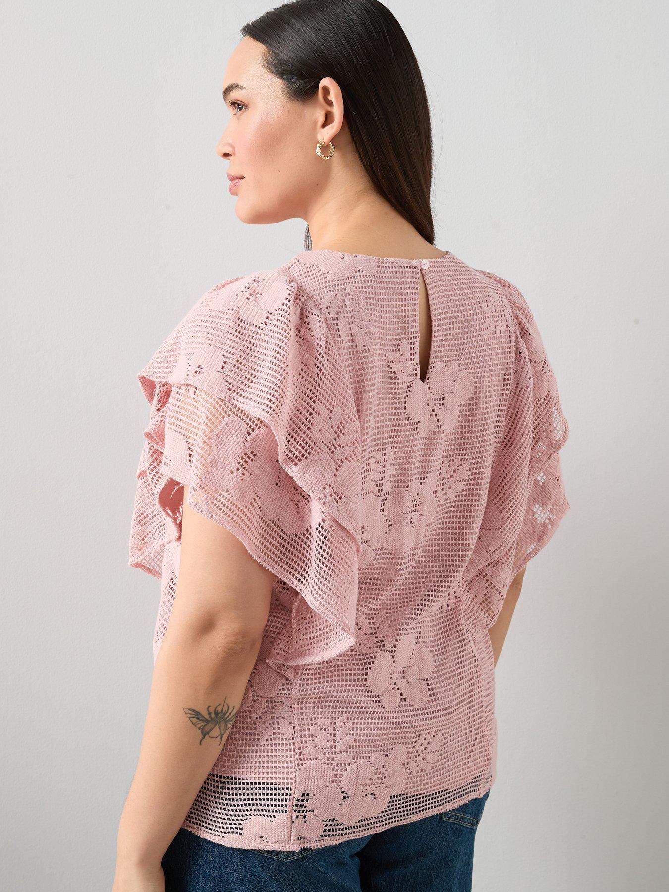 Image 2 of 6 of The Very Collection Curve Frill Sleeve Floral Top