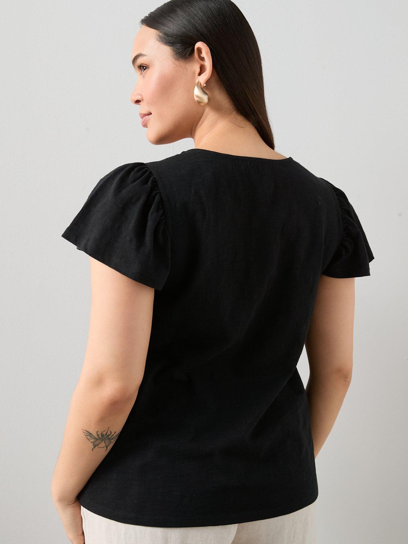 Image 2 of 6 of The Very Collection Curve Frill Sleeve Button Through Top