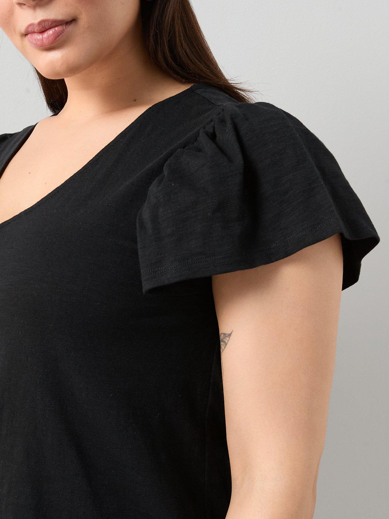 Image 6 of 6 of The Very Collection Curve Frill Sleeve Button Through Top