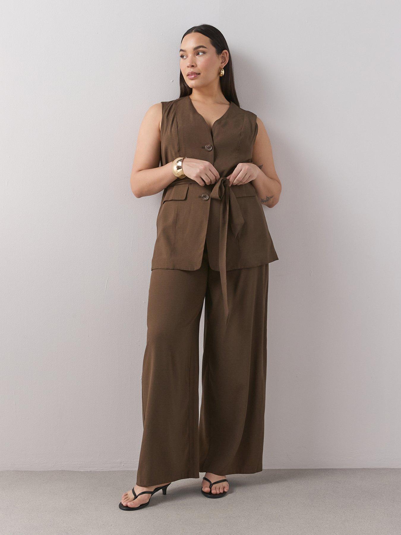 The Very Collection Curve Tailored Wide Leg Trouser - Brown