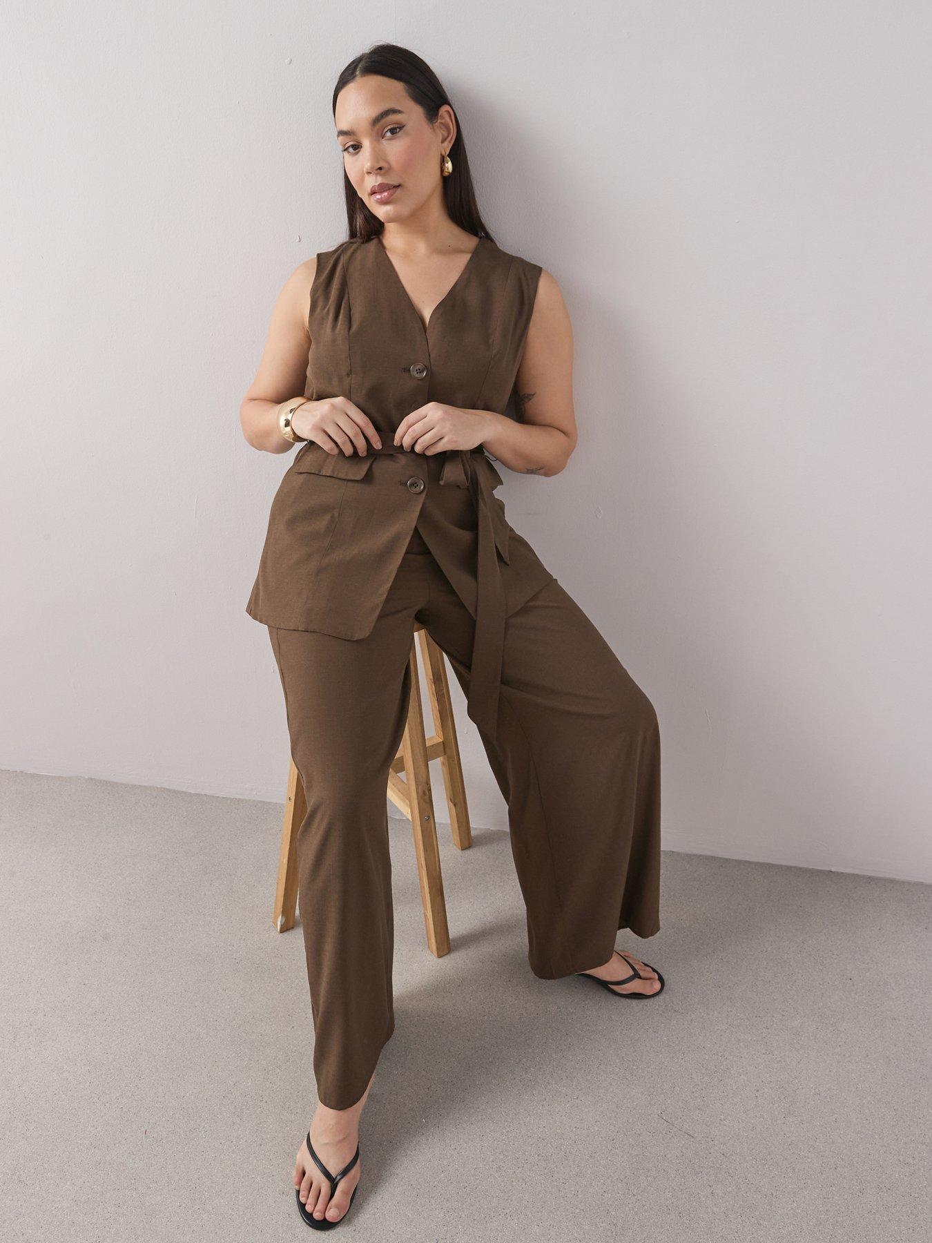 Image 3 of 6 of The Very Collection Curve Tailored Wide Leg Linen Trouser