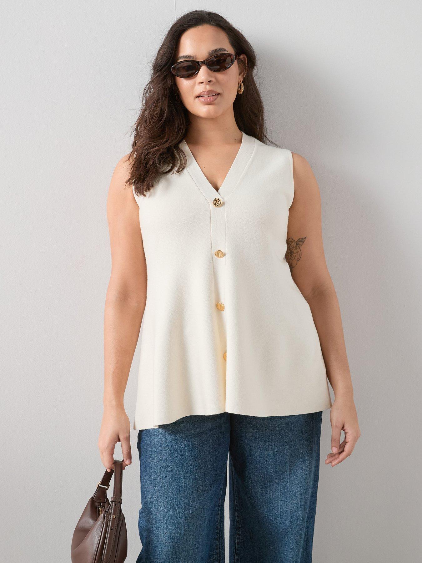 Image 1 of 6 of The Very Collection Curve Knitted Peplum Waistcoat