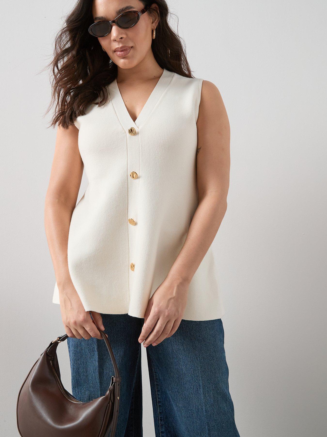 Image 4 of 6 of The Very Collection Curve Knitted Peplum Waistcoat