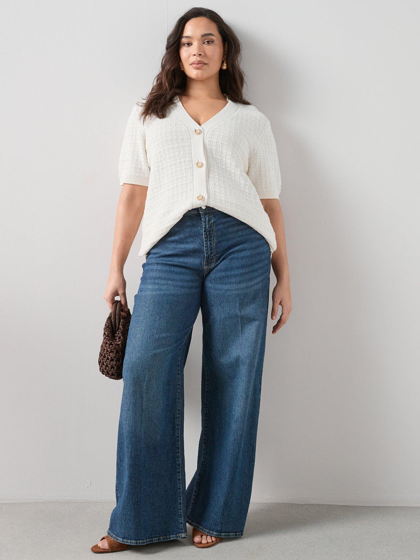 Image 5 of 6 of The Very Collection Curve Shell Button Short Sleeve Cardigan