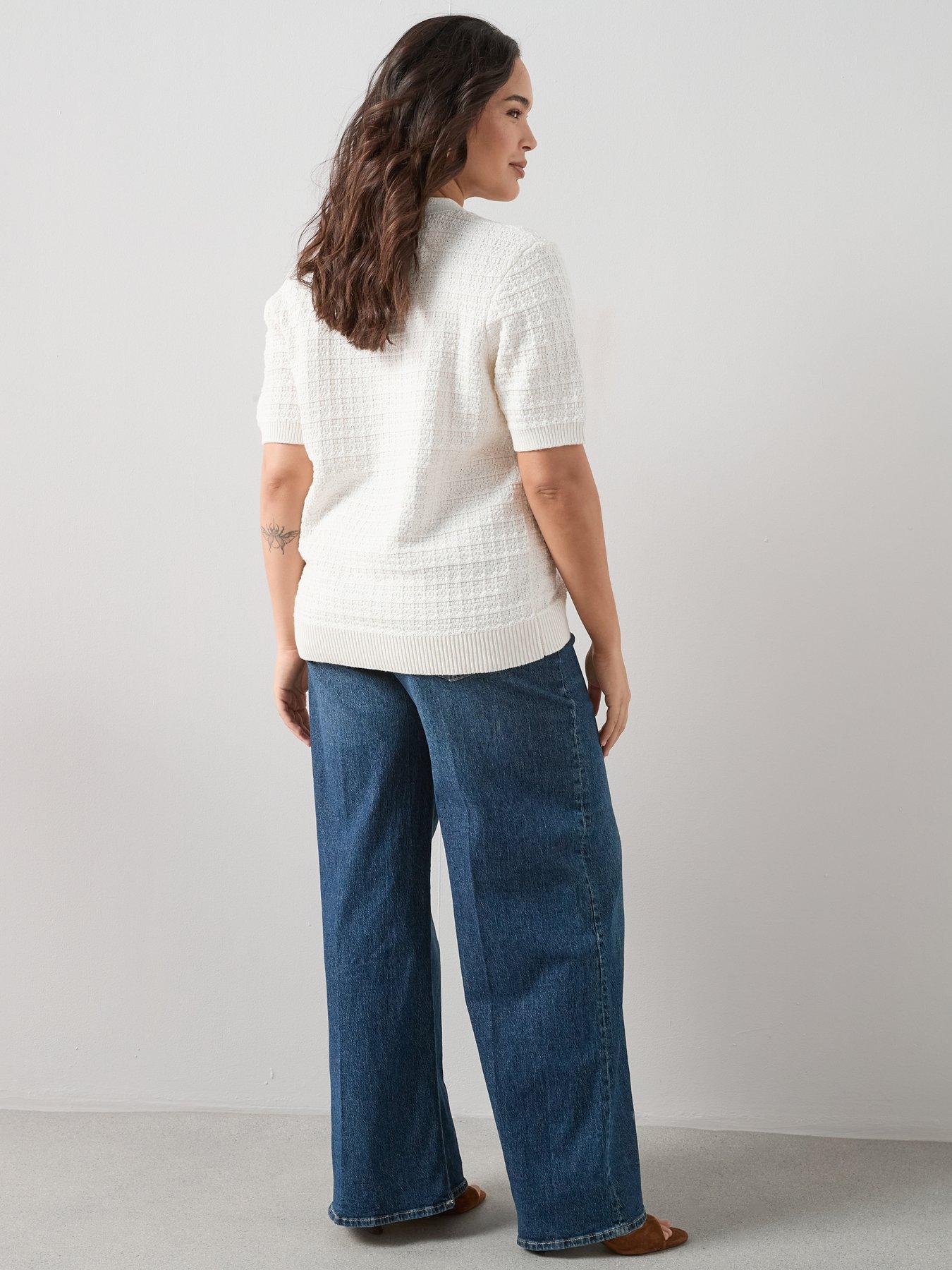 Image 6 of 6 of The Very Collection Curve Shell Button Short Sleeve Cardigan