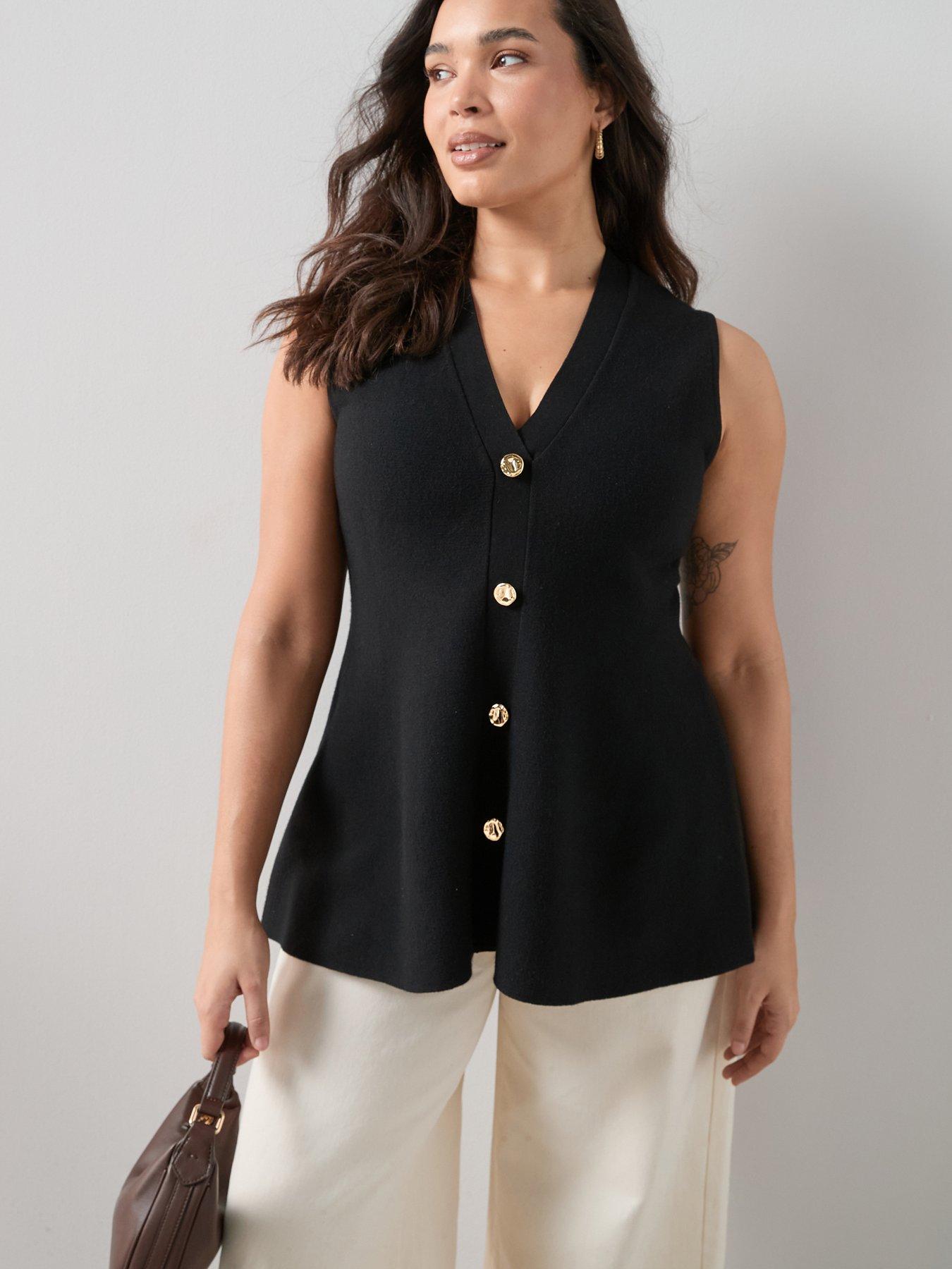 Image 1 of 6 of The Very Collection Curve Knitted Peplum Waistcoat