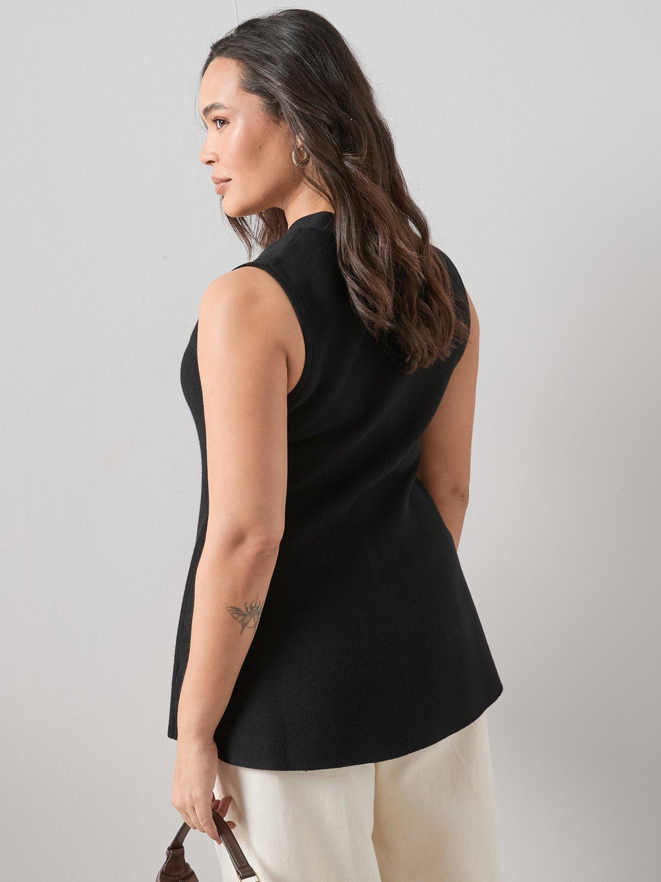 Image 2 of 6 of The Very Collection Curve Knitted Peplum Waistcoat