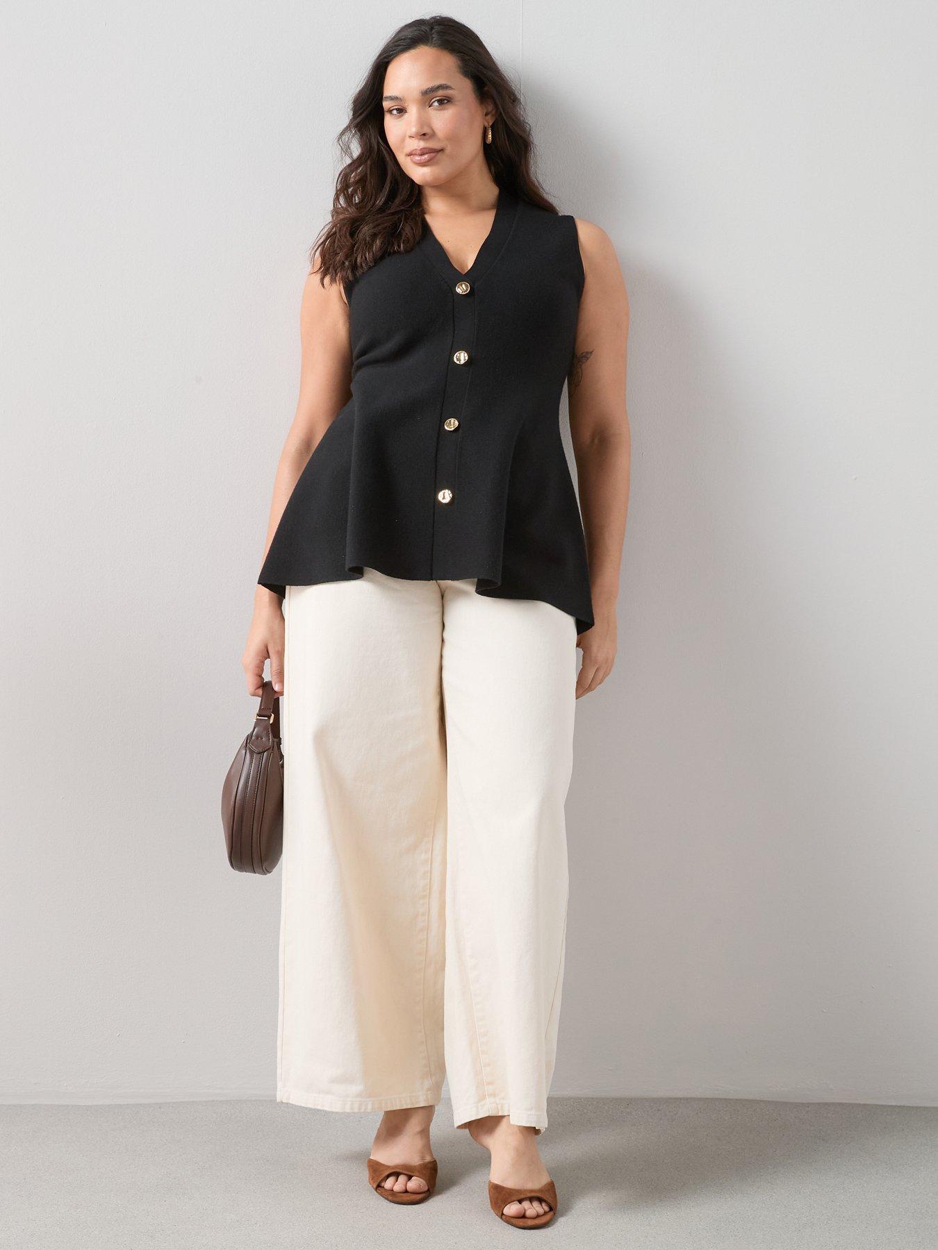 Image 3 of 6 of The Very Collection Curve Knitted Peplum Waistcoat