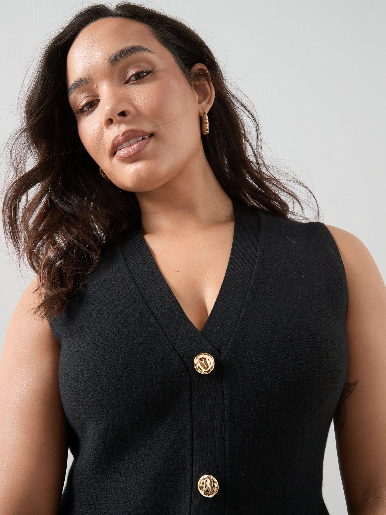 Image 4 of 6 of The Very Collection Curve Knitted Peplum Waistcoat