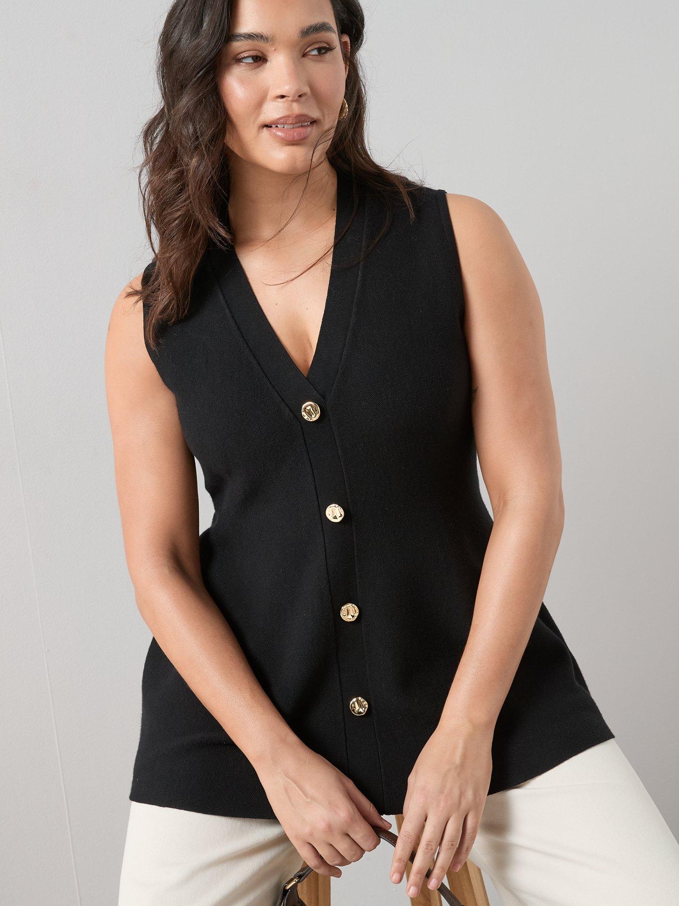 Image 5 of 6 of The Very Collection Curve Knitted Peplum Waistcoat