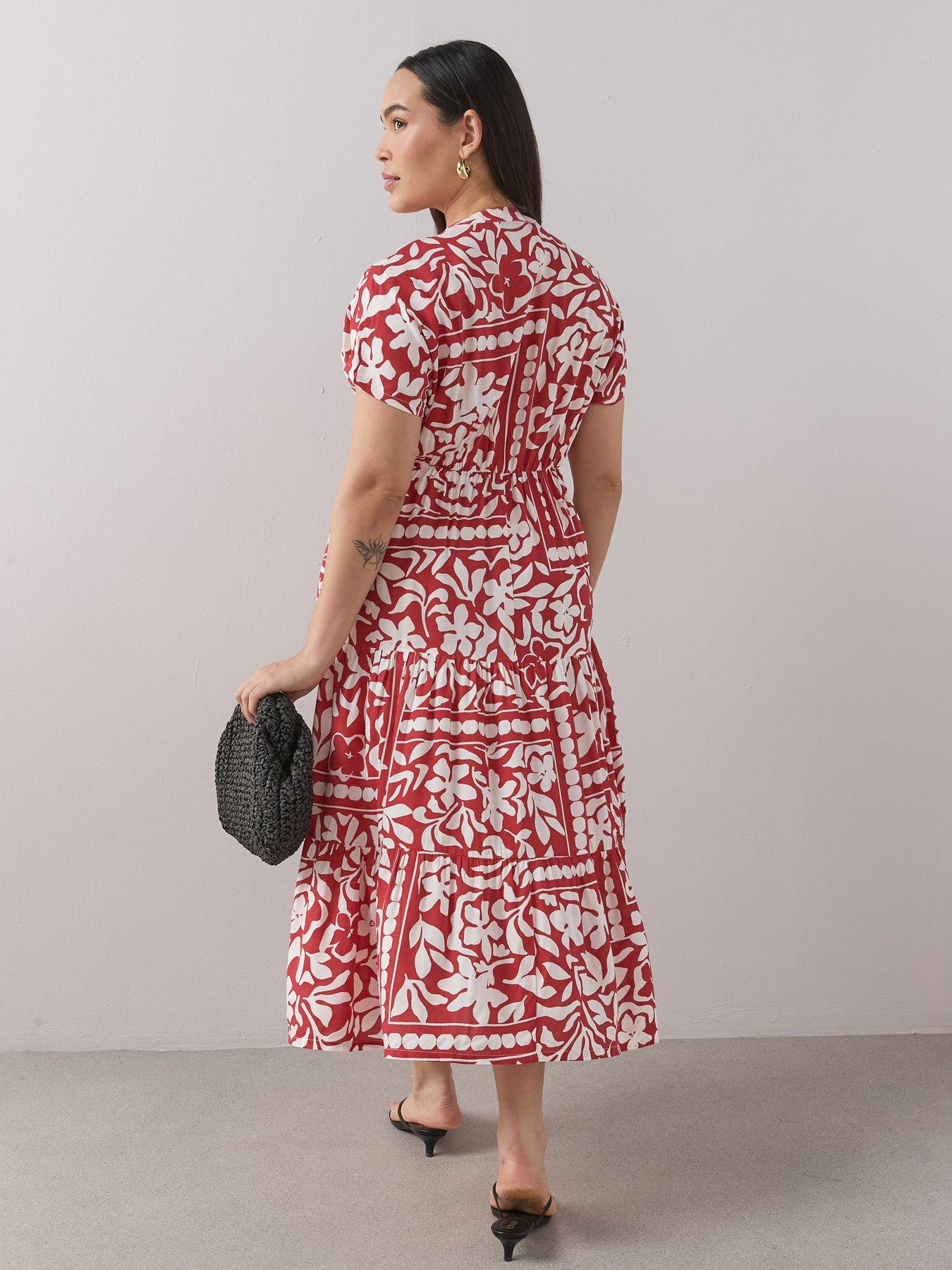 Image 2 of 6 of The Very Collection Curve Tiered Printed Midi Dress - Multi