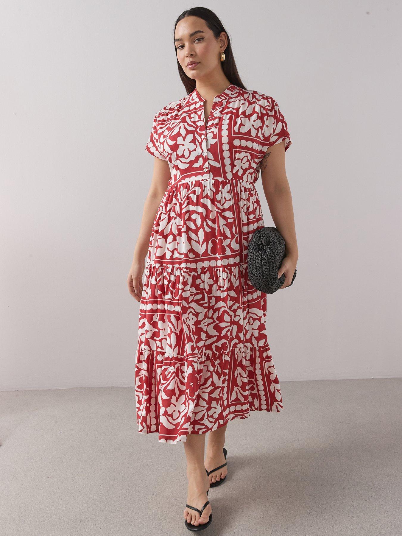 Image 3 of 6 of The Very Collection Curve Tiered Printed Midi Dress - Multi