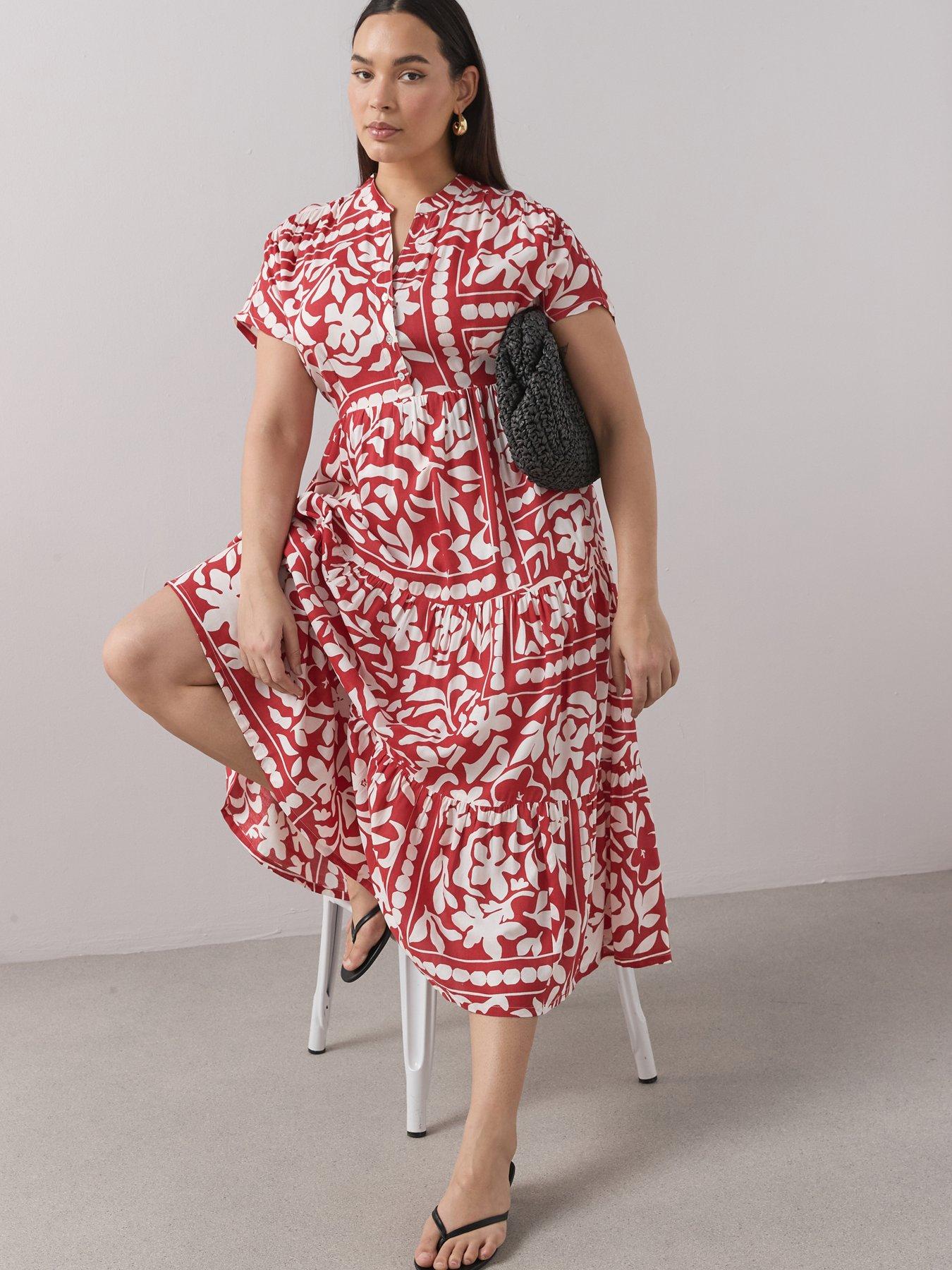 Image 4 of 6 of The Very Collection Curve Tiered Printed Midi Dress - Multi