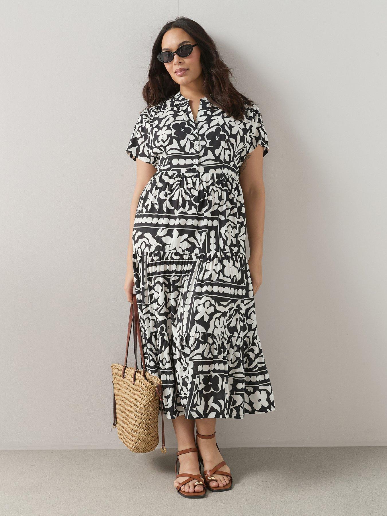 The Very Collection Curve Tiered Printed Midi Dress - Print