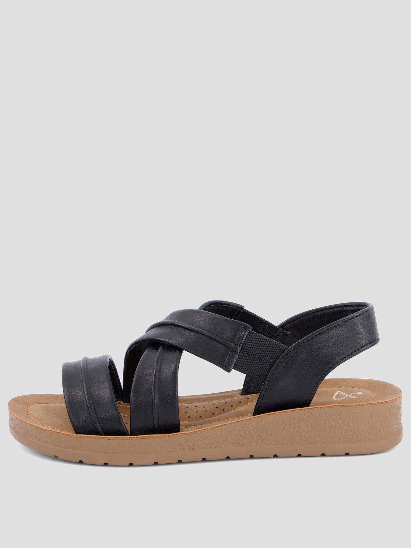 Image 2 of 7 of The Very Collection Comfort Flat Sandal With Cross Strap - Black