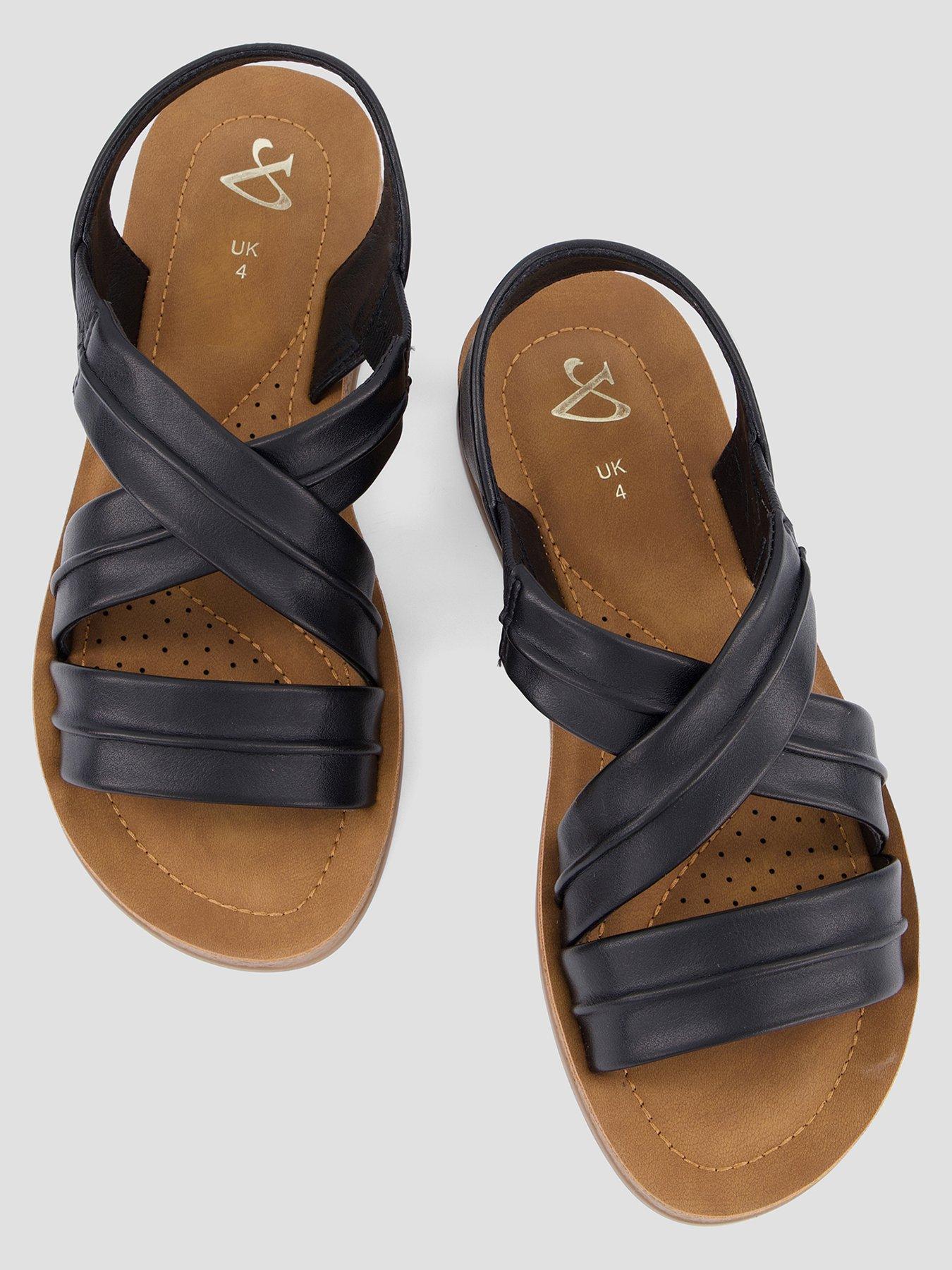 Image 3 of 7 of The Very Collection Comfort Flat Sandal With Cross Strap - Black