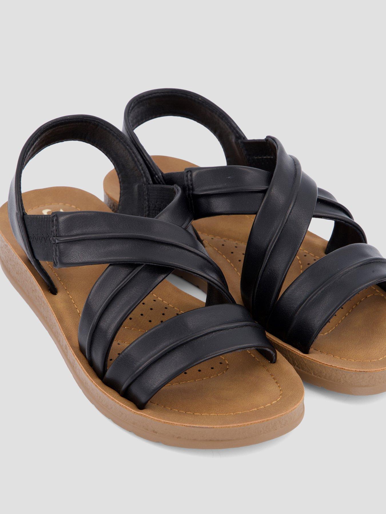 Image 5 of 7 of The Very Collection Comfort Flat Sandal With Cross Strap - Black