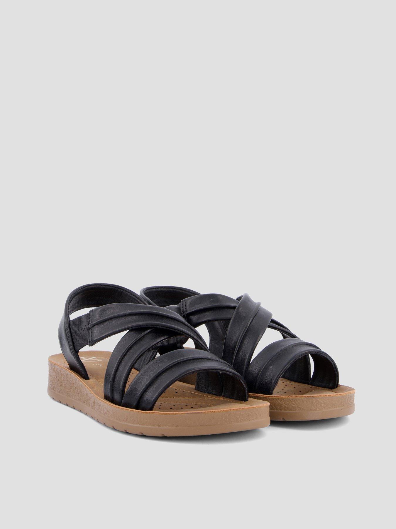 Image 6 of 7 of The Very Collection Comfort Flat Sandal With Cross Strap - Black