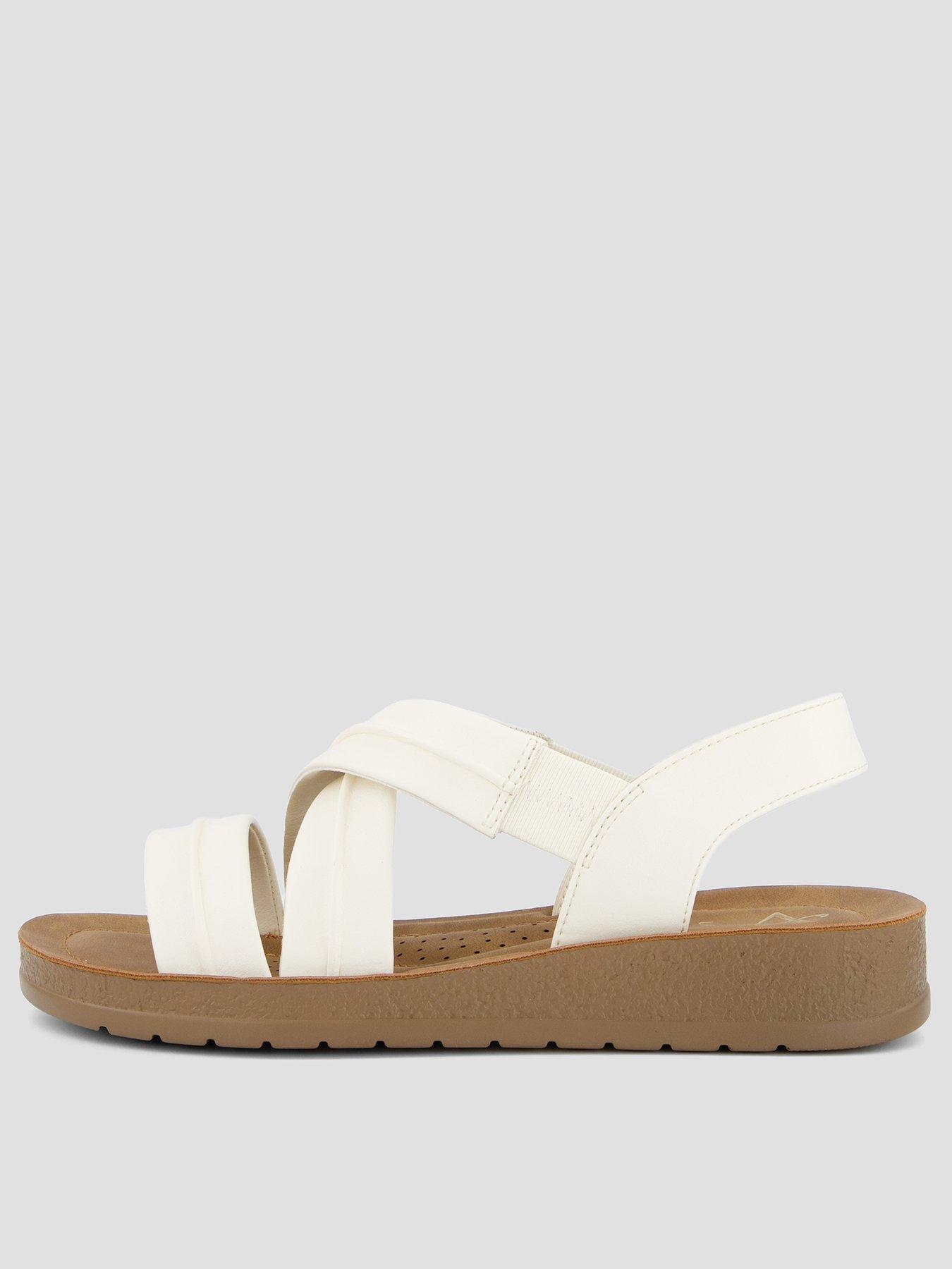 The Very Collection Comfort Flat Sandal With Cross Strap - Cream