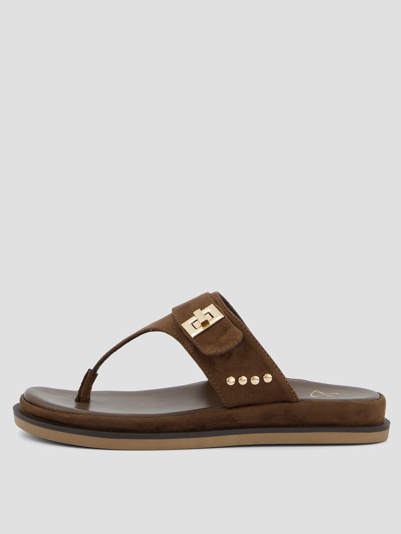 Image 2 of 7 of The Very Collection Extra Wide Fit Toe Post Flat Sandal - Brown