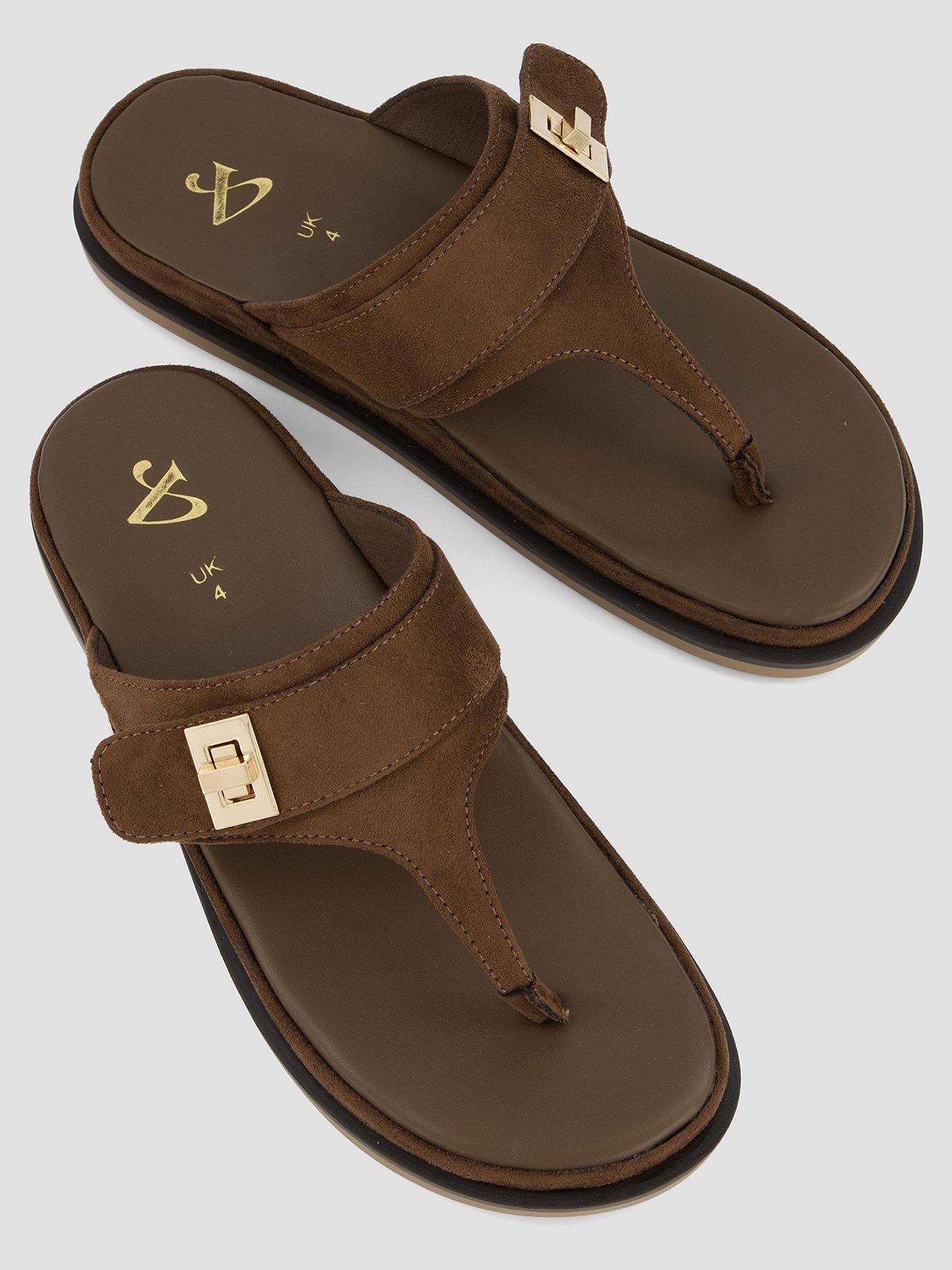 Image 3 of 7 of The Very Collection Extra Wide Fit Toe Post Flat Sandal - Brown