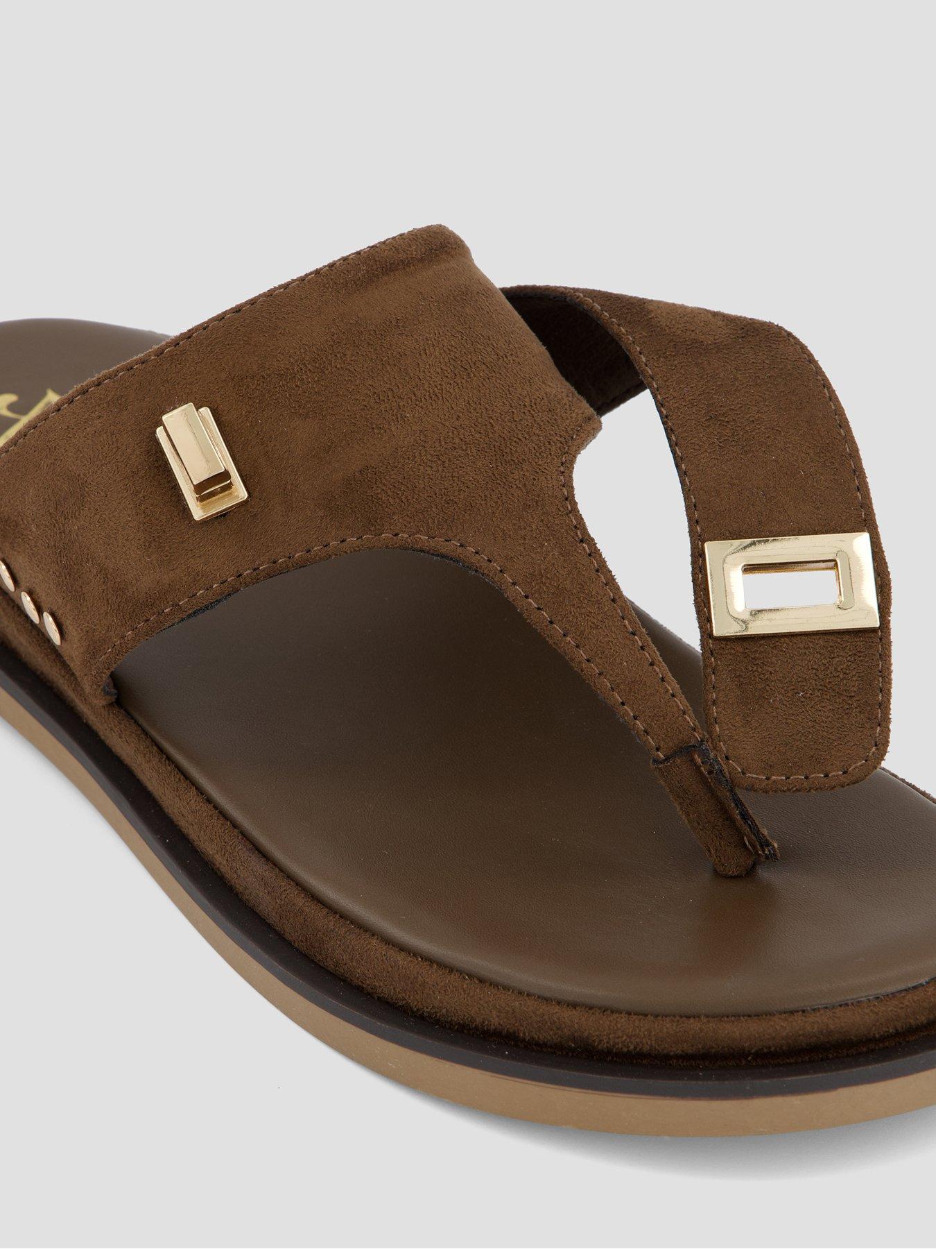 Image 5 of 7 of The Very Collection Extra Wide Fit Toe Post Flat Sandal - Brown