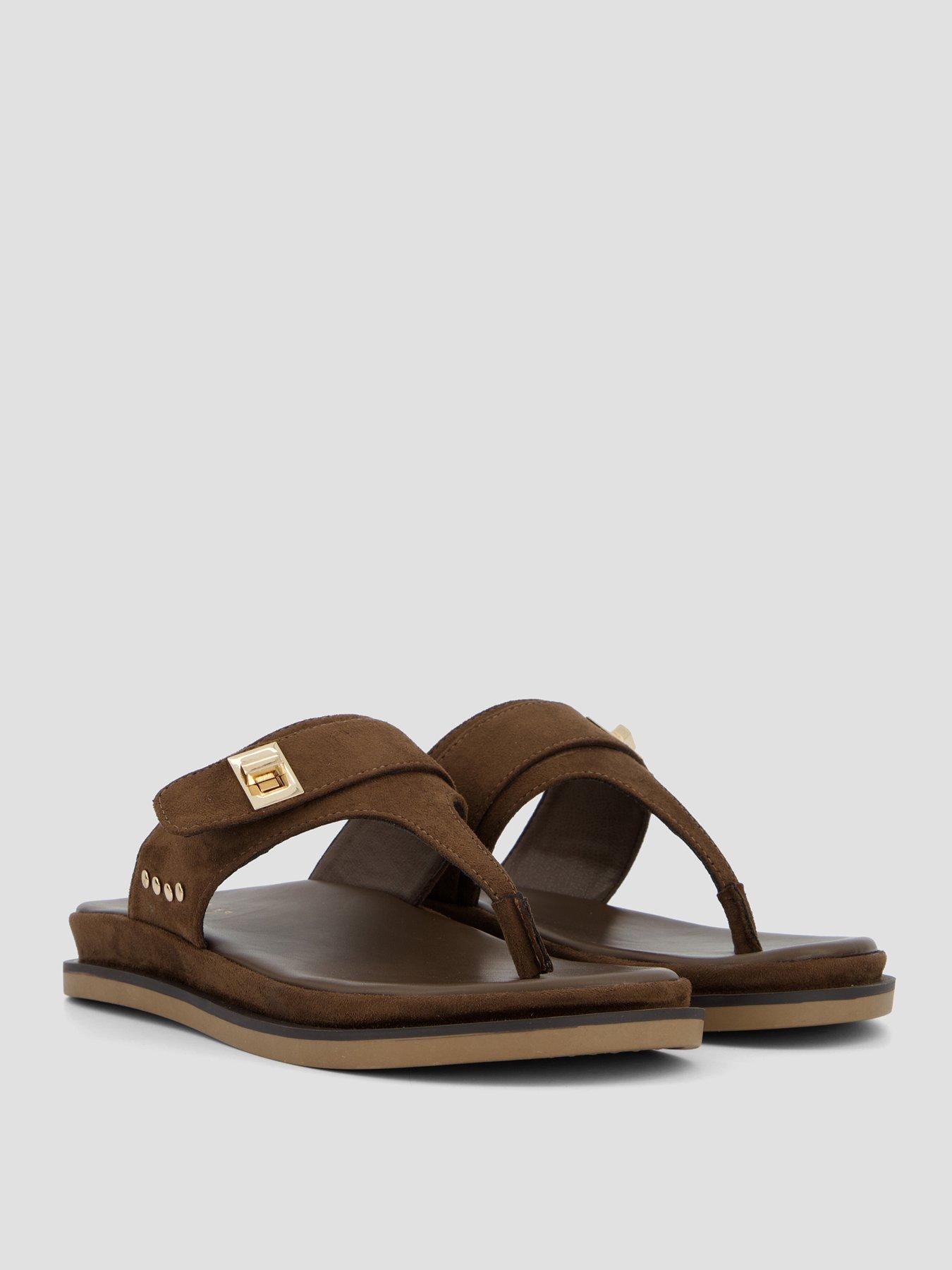 Image 6 of 7 of The Very Collection Extra Wide Fit Toe Post Flat Sandal - Brown