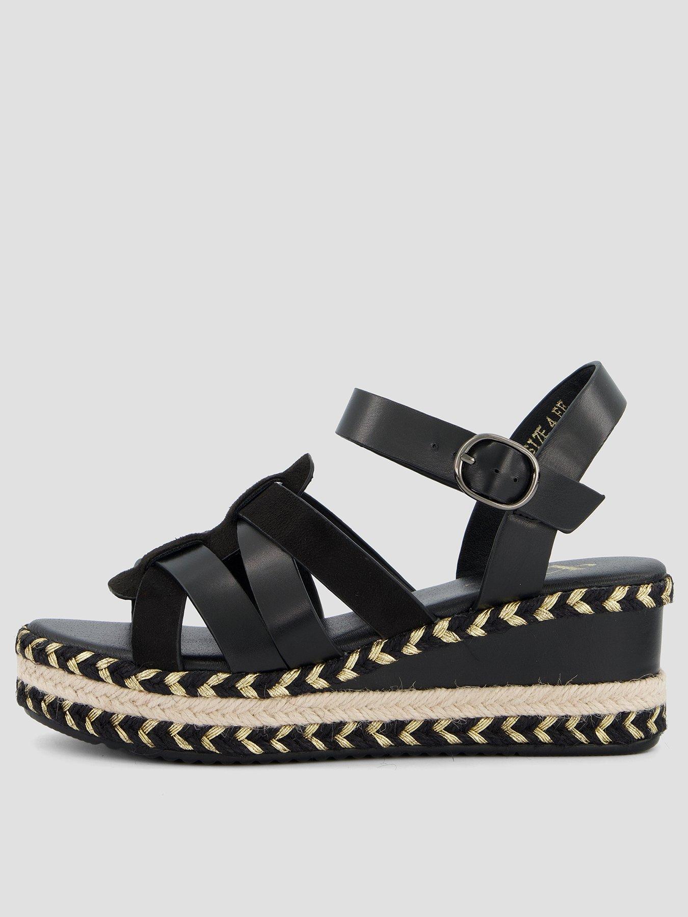 The Very Collection Wide Fit Low Wedge Sandal - Black