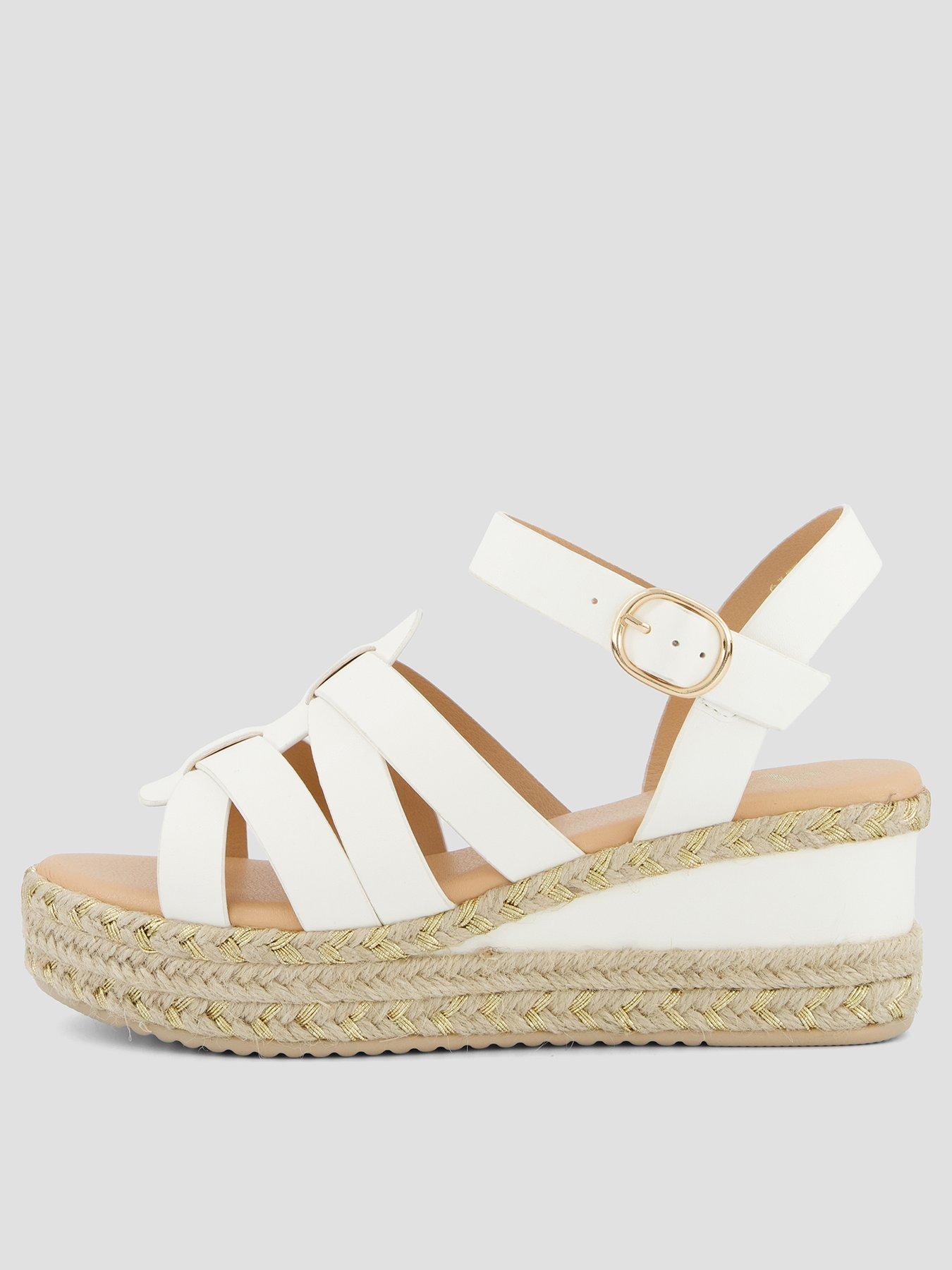 The Very Collection Wide Fit Low Wedge Sandals - White