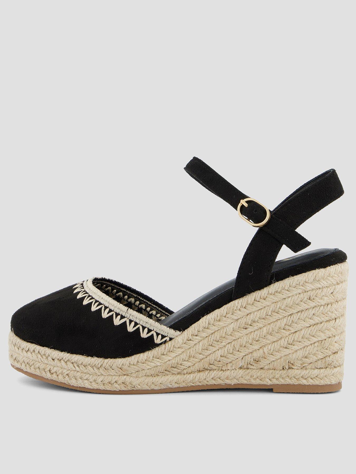 The Very Collection Extra Wide Low Wedge Closed Toe Shoes - Black | Very