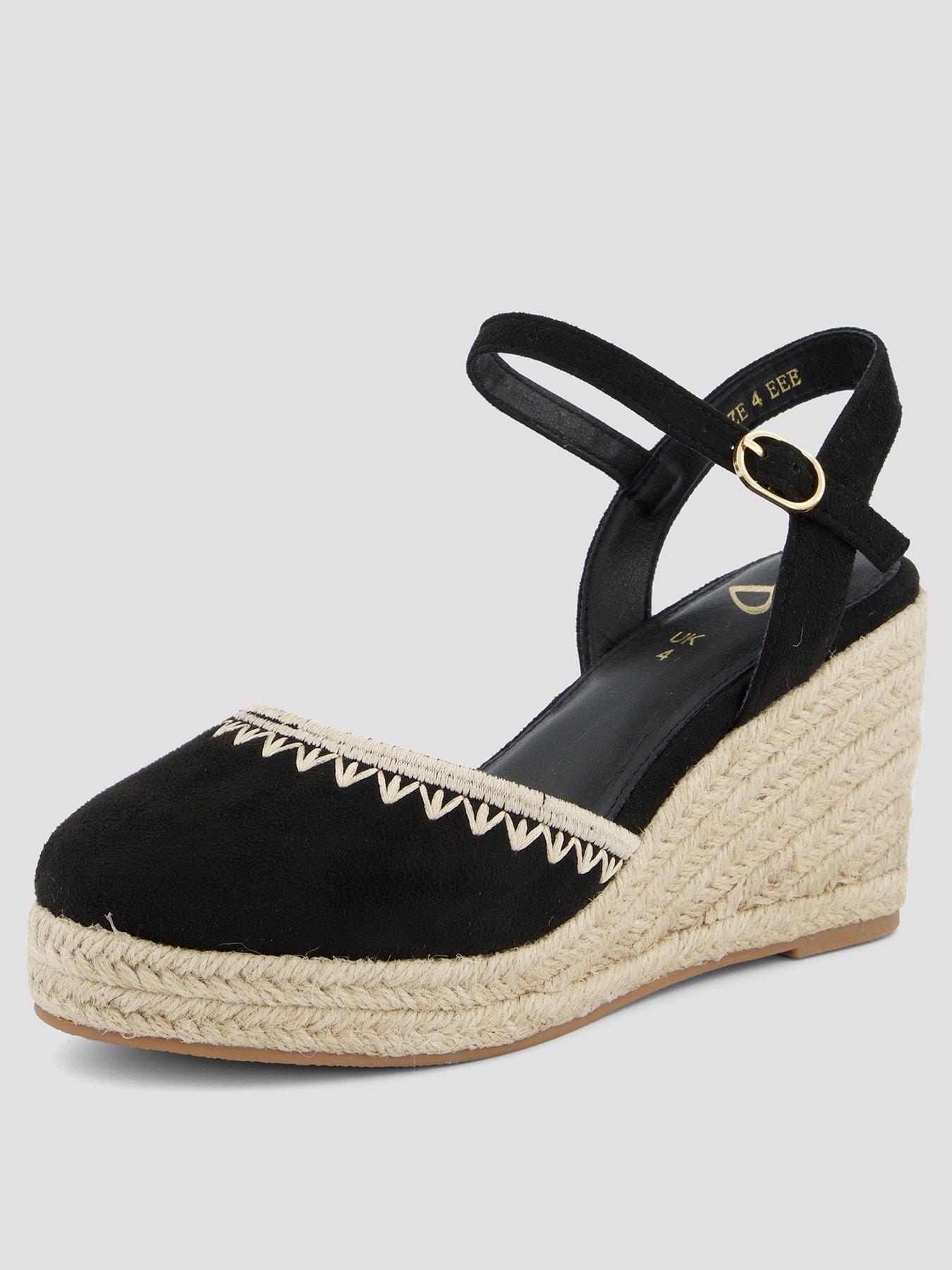 The Very Collection Extra Wide Low Wedge Closed Toe Shoes - Black | Very