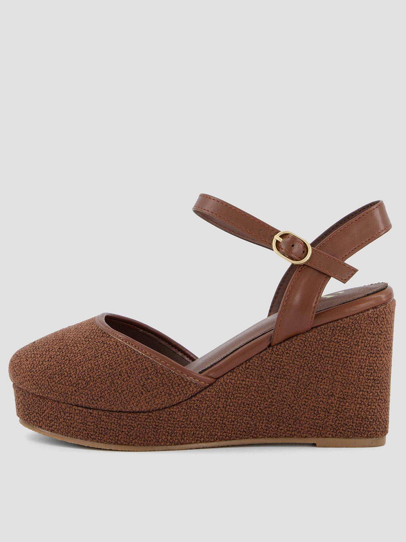 The Very Collection Extra Wide Closed Toe Wedge Shoe - Brown