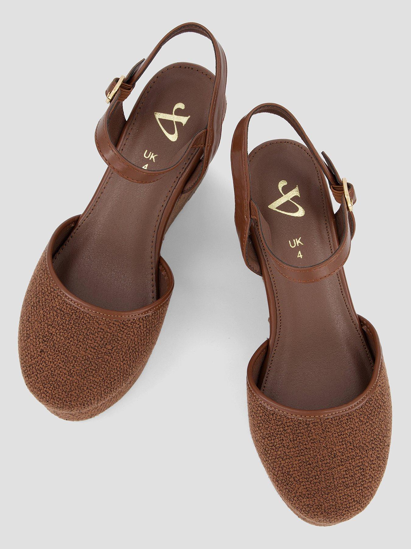 The Very Collection Extra Wide Closed Toe Wedge Shoe - Brown | Very