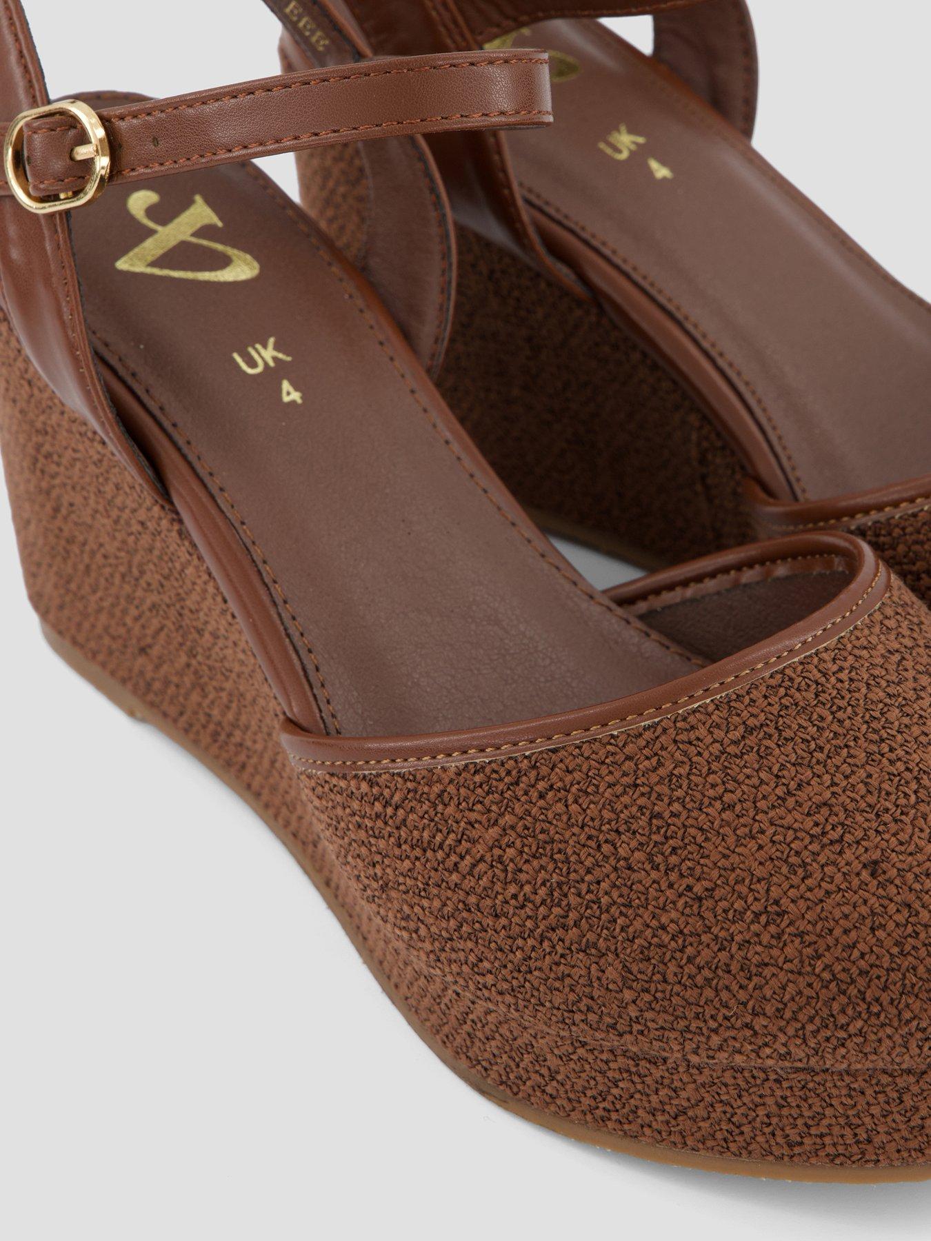 The Very Collection Extra Wide Closed Toe Wedge Shoe - Brown | Very