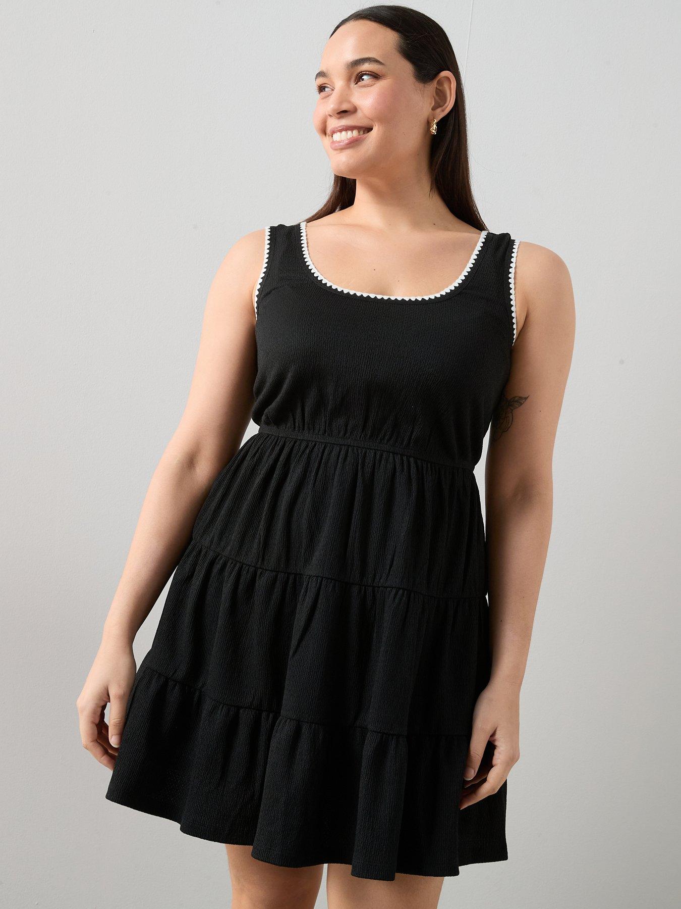 Image 1 of 6 of The Very Collection Curve Crinkle Stretch Tiered Mini Dress