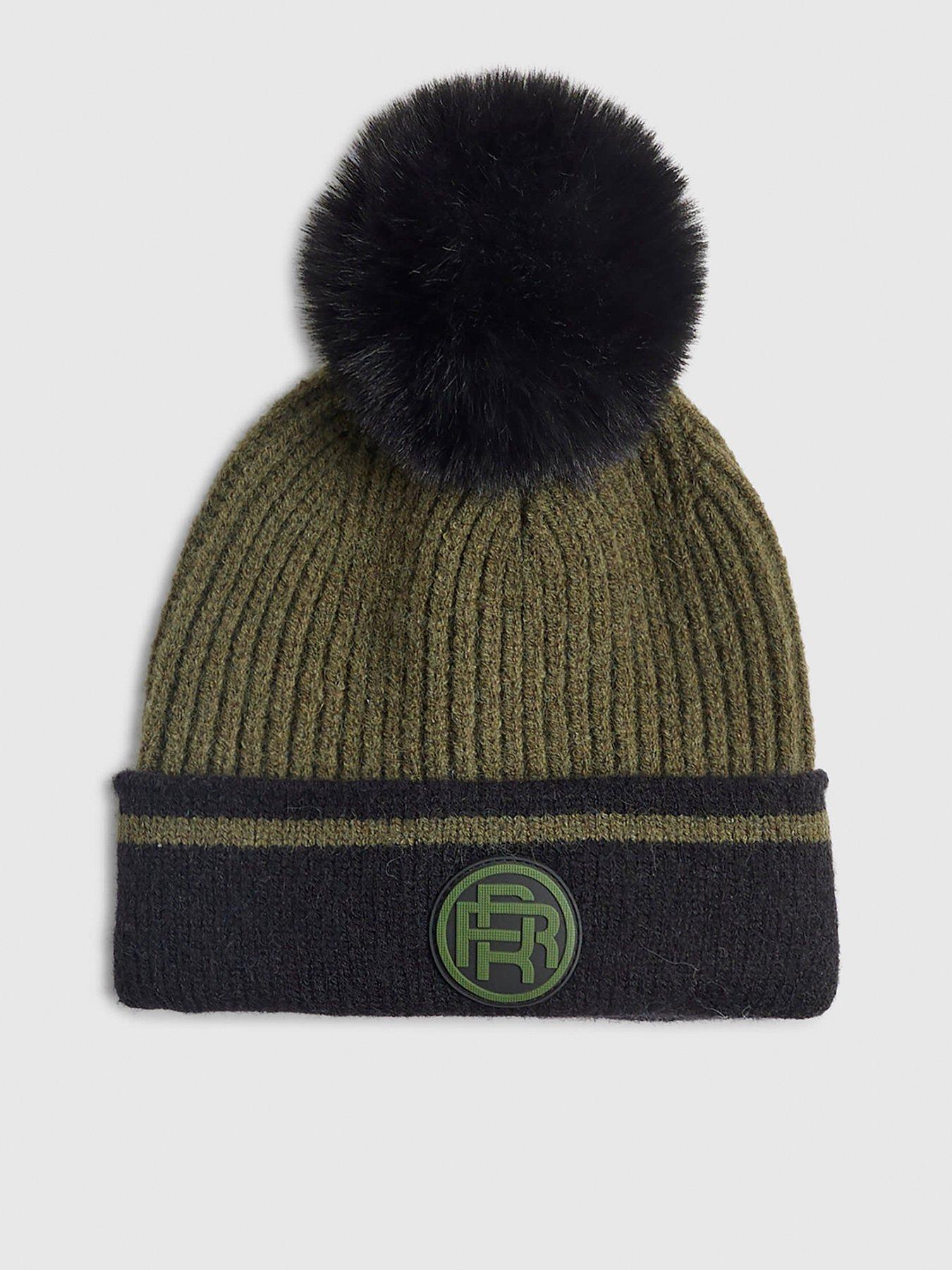 River Island Mini Boys Colour Block Pom Beanie - Khaki