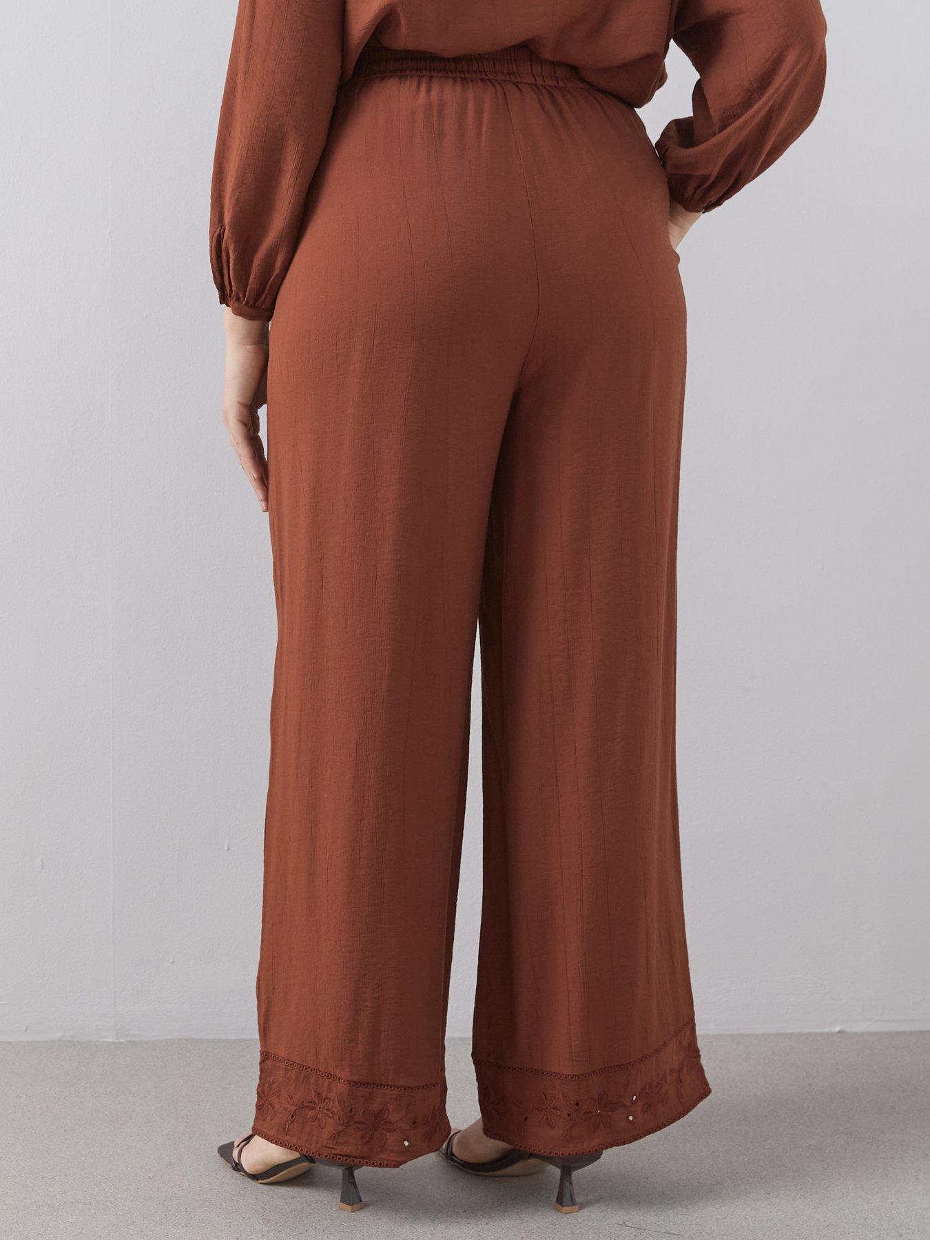 Image 2 of 6 of The Very Collection Curve Embroidered Hem Wide Leg Trouser Co-ord