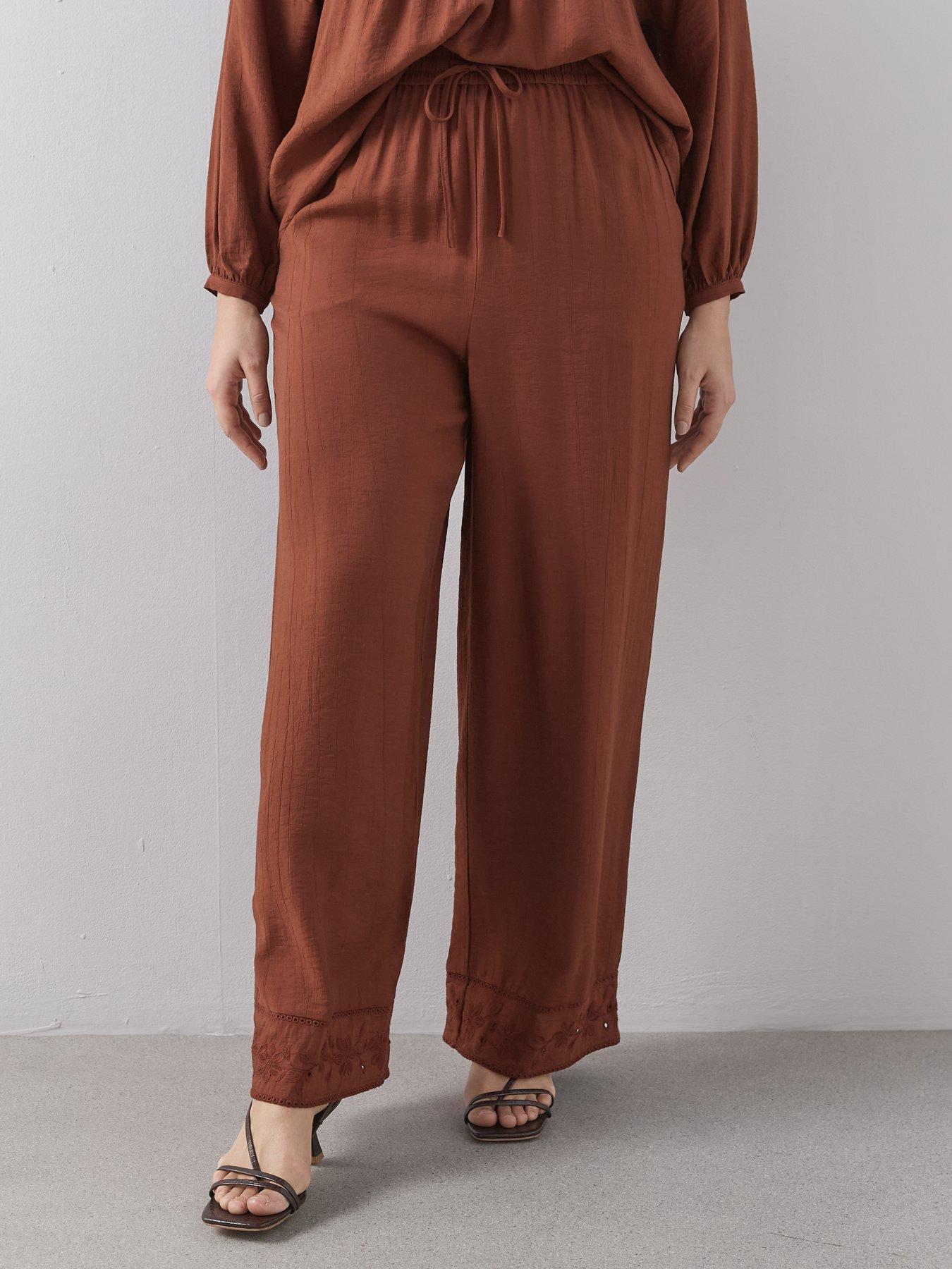 Image 3 of 6 of The Very Collection Curve Embroidered Hem Wide Leg Trouser Co-ord