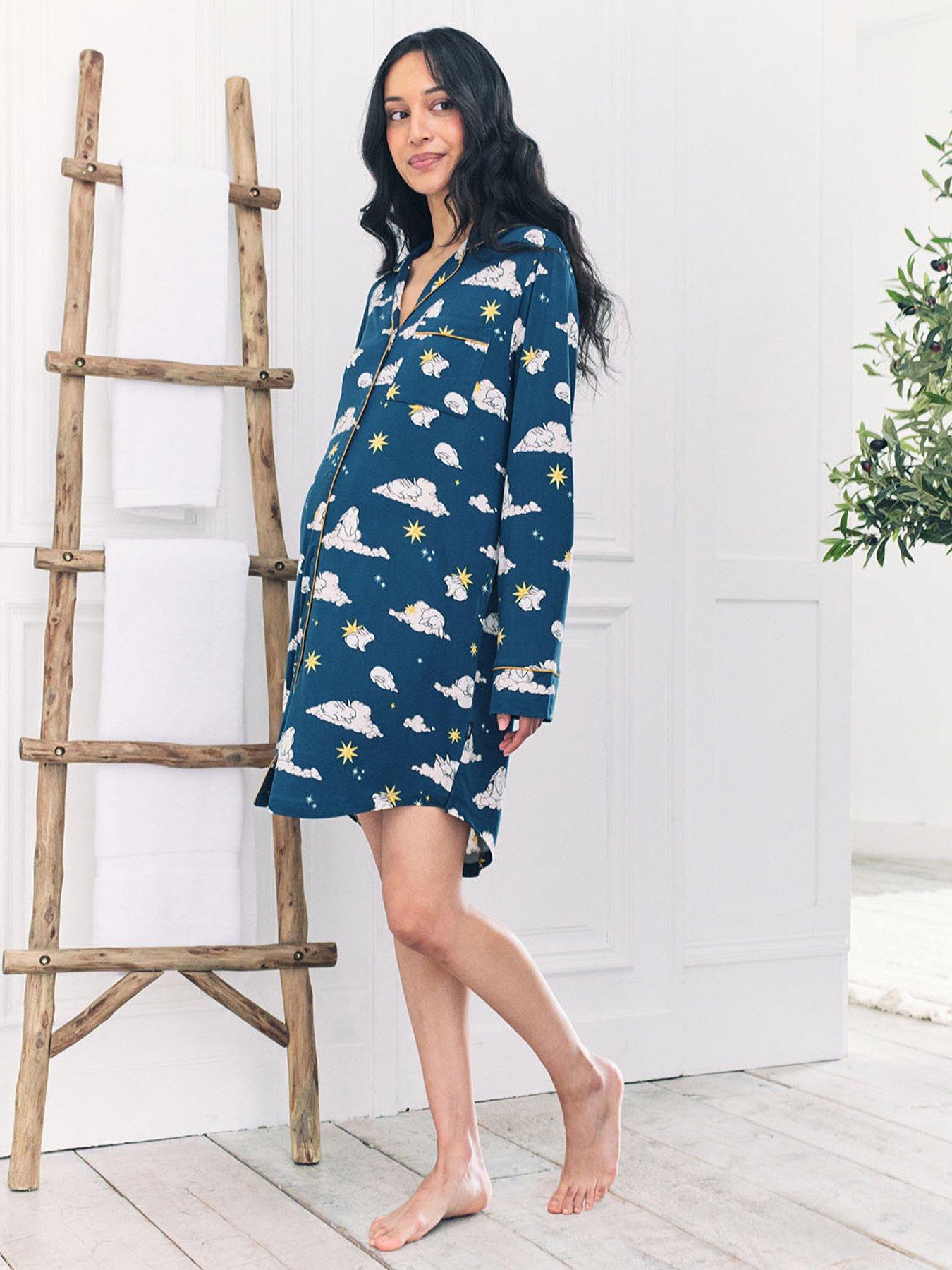 CHELSEA PEERS Maternity Night Shirt With Sleeping Bunny Print In Polyester